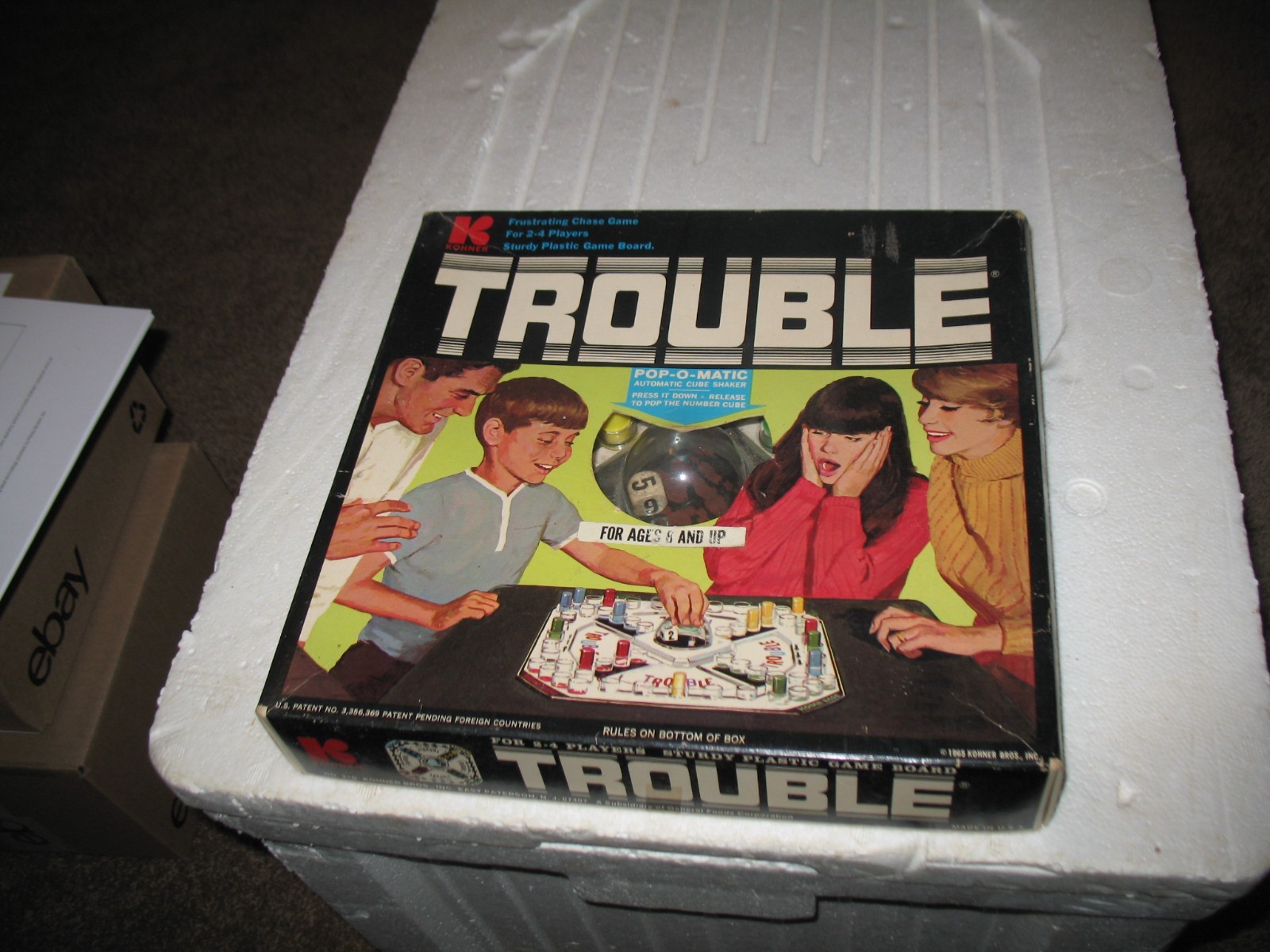 VTG KOHNER BROS BOARD GAME 1965 TROUBLE AGES 8 & UP GOOD USED CONDITION COMPLETE