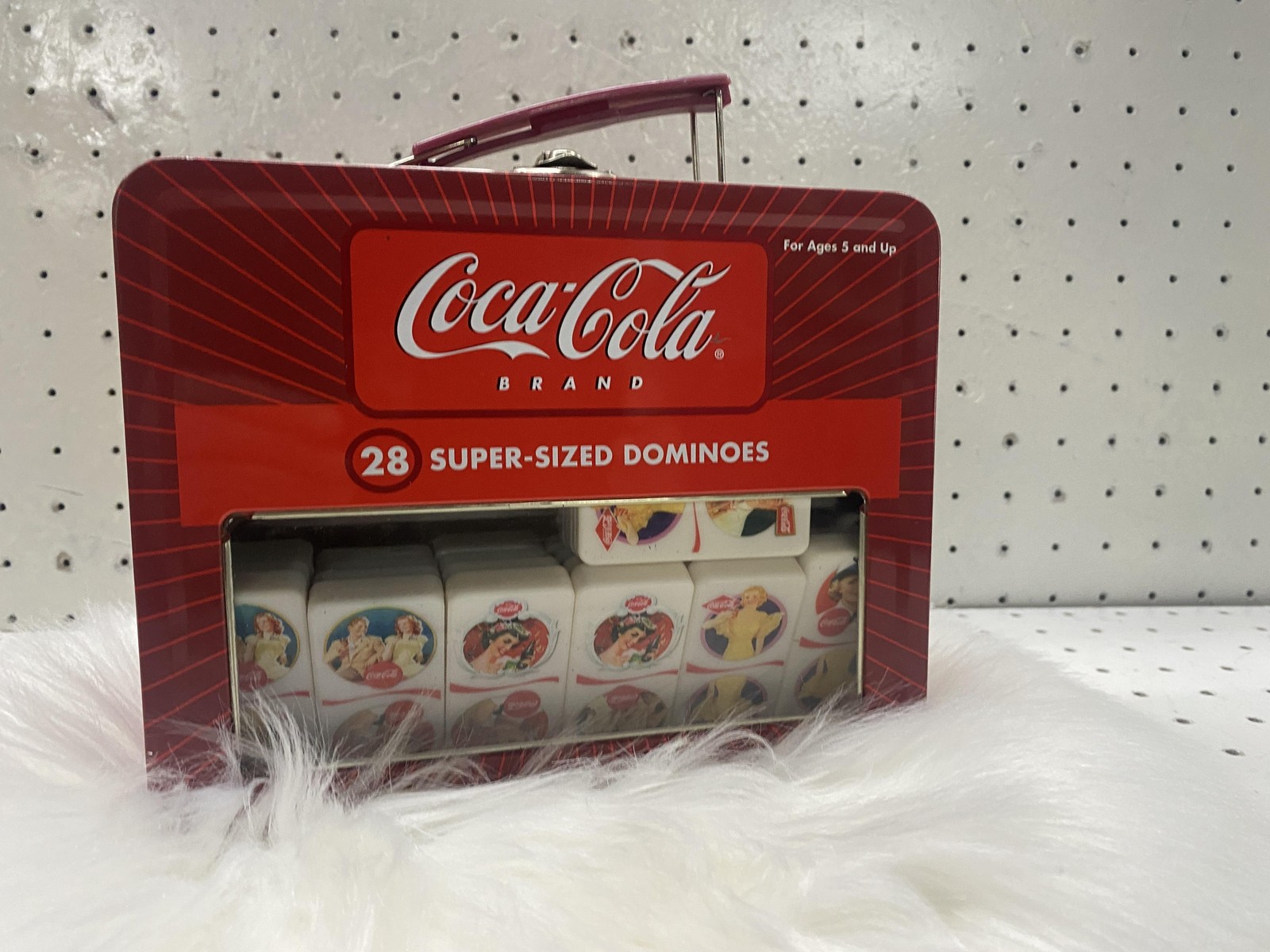 Vintage Coca-Cola 28 Super-Sized Dominoes Game Tin Complete Giant Tile Set Art