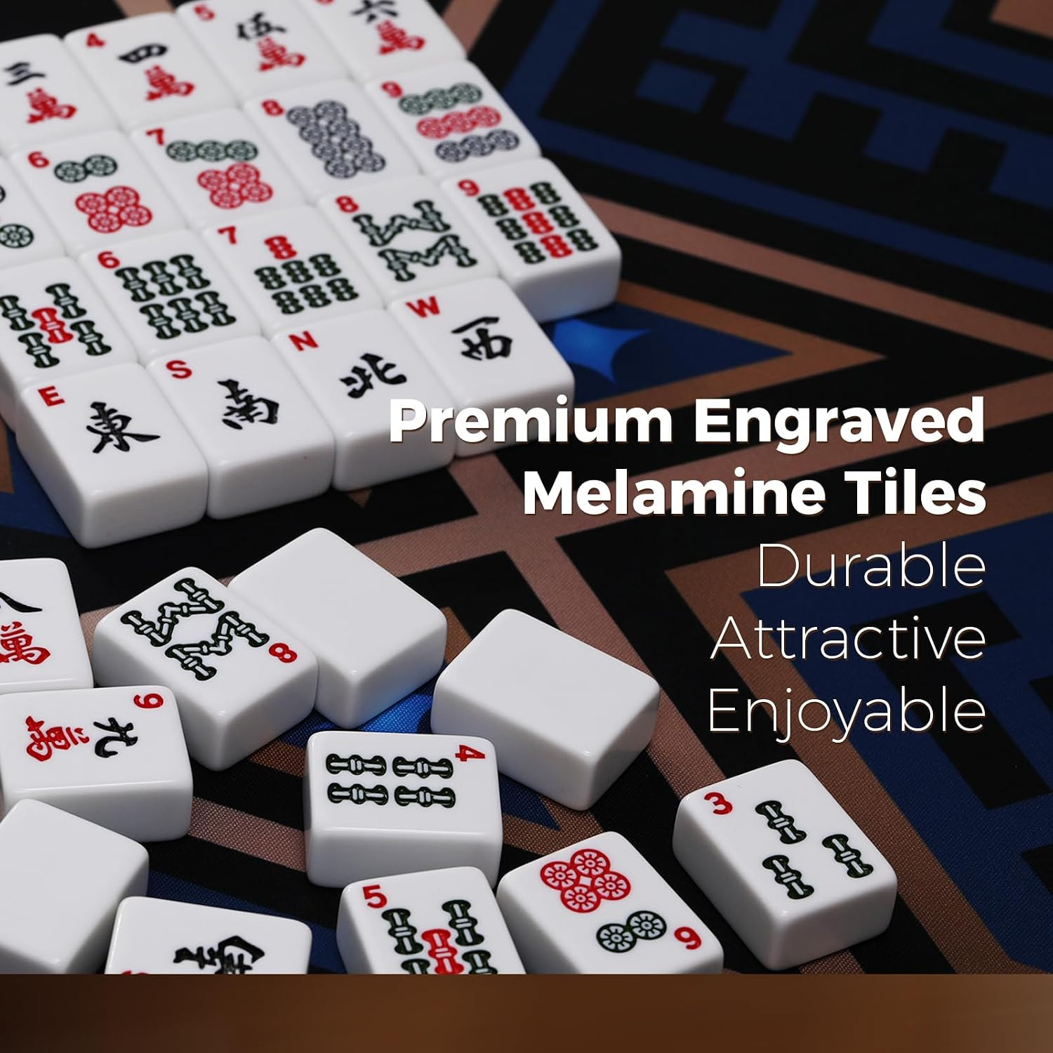 American Mahjong Tile Set with Purple Printed Carrying Bag, 166 Premium White Ti