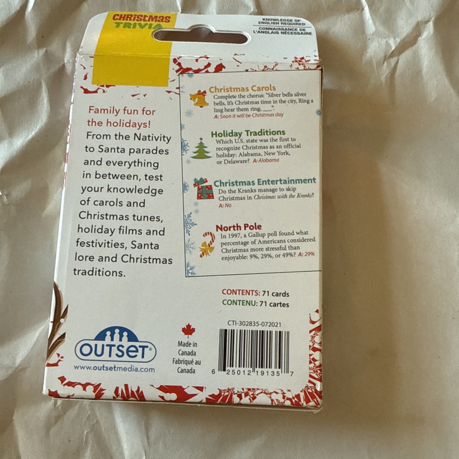 Christmas Trivia Card Game – Travel Sized – for 2 or More Players Ages 12 and Up