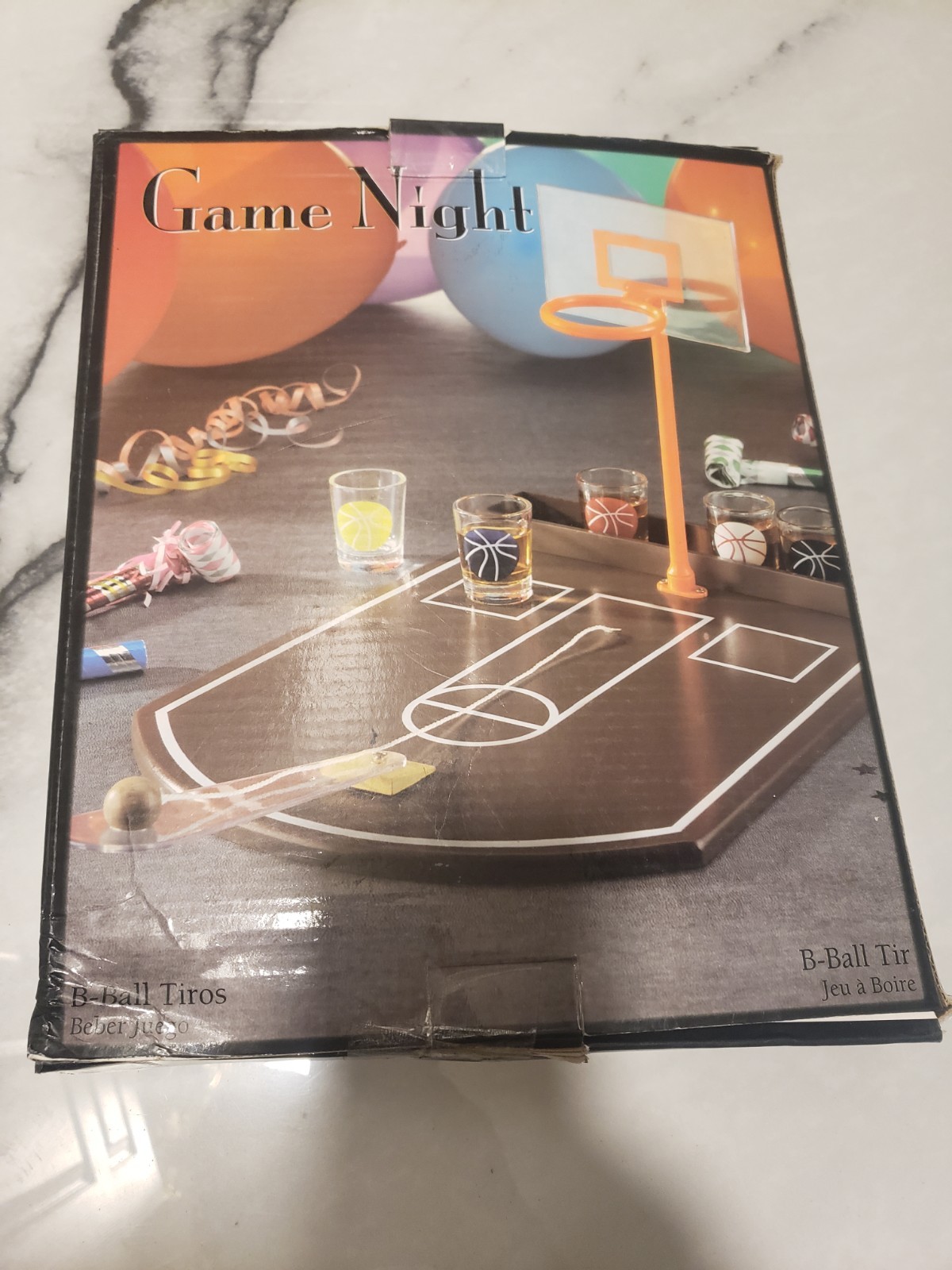 Game Night Basketball Drinking Game – 6 Shot Glasses & B-Ball Game Board