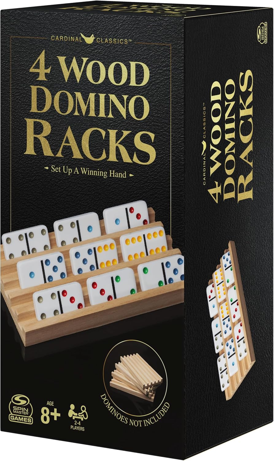 Spin Master Games, Wooden Domino Racks, Set of 4 Trays for Mexican Train Dominoe