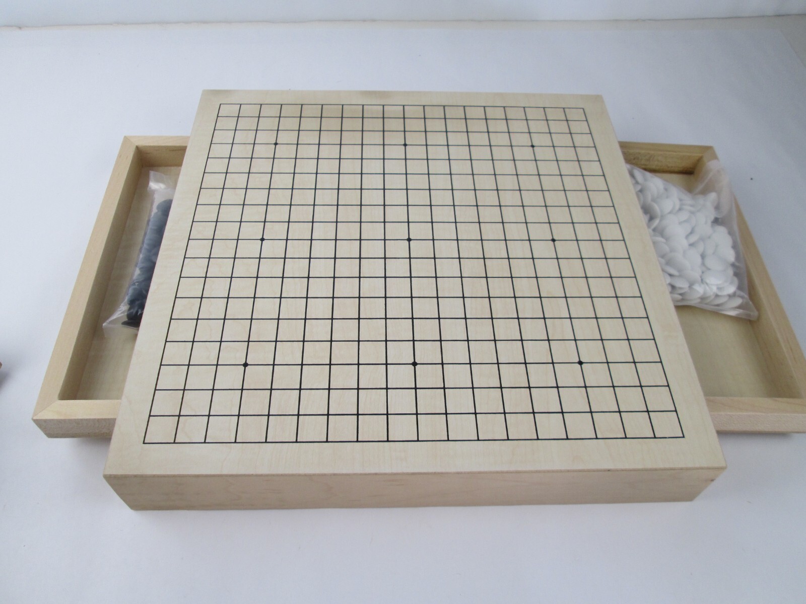VTG WE Games Wood GO Set with Pull Out Drawers 12 in. Black White Tiles