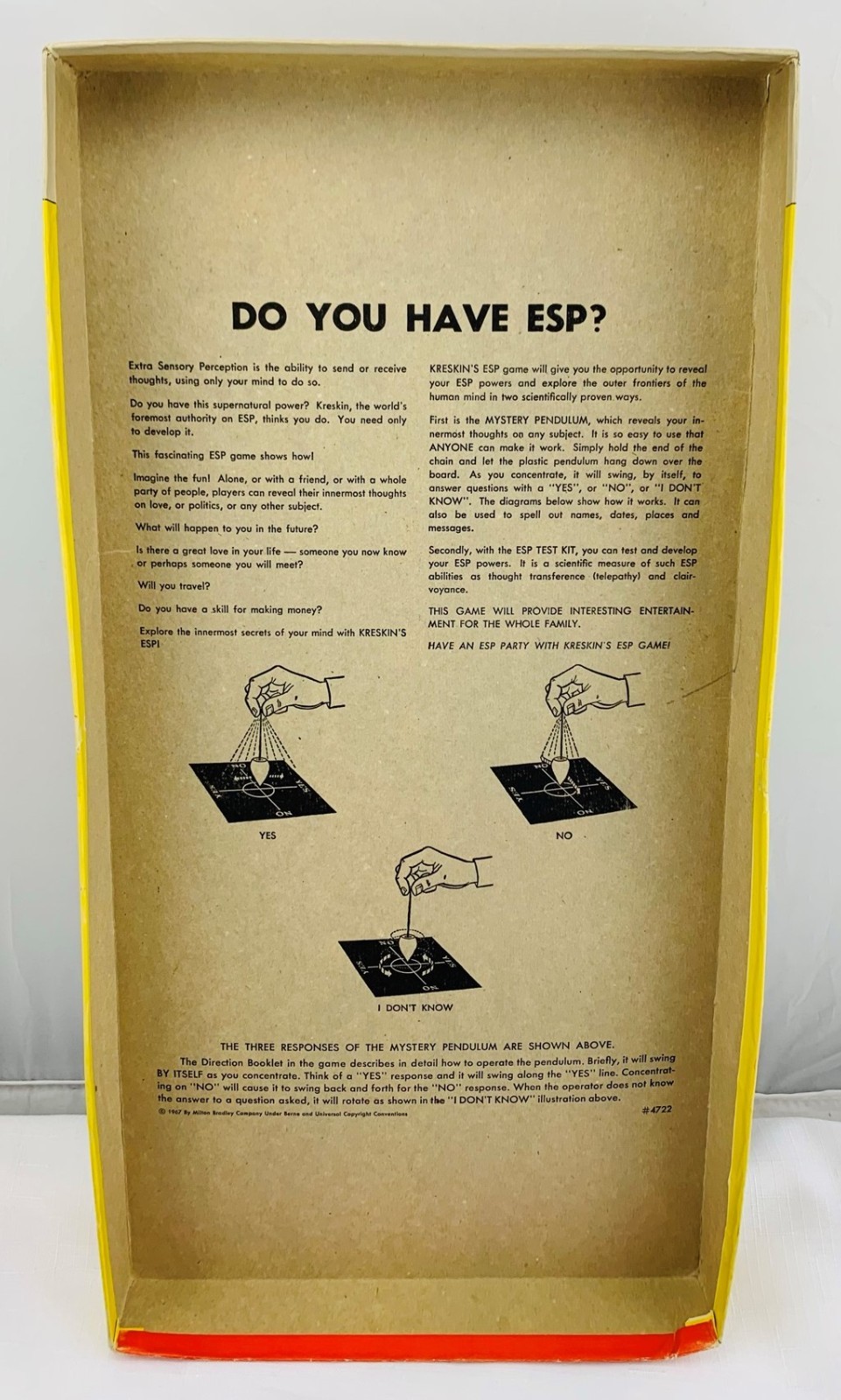 1967 Kreskin’s ESP Game by Milton Bradley Complete in Very Good Cond FREE SHIP