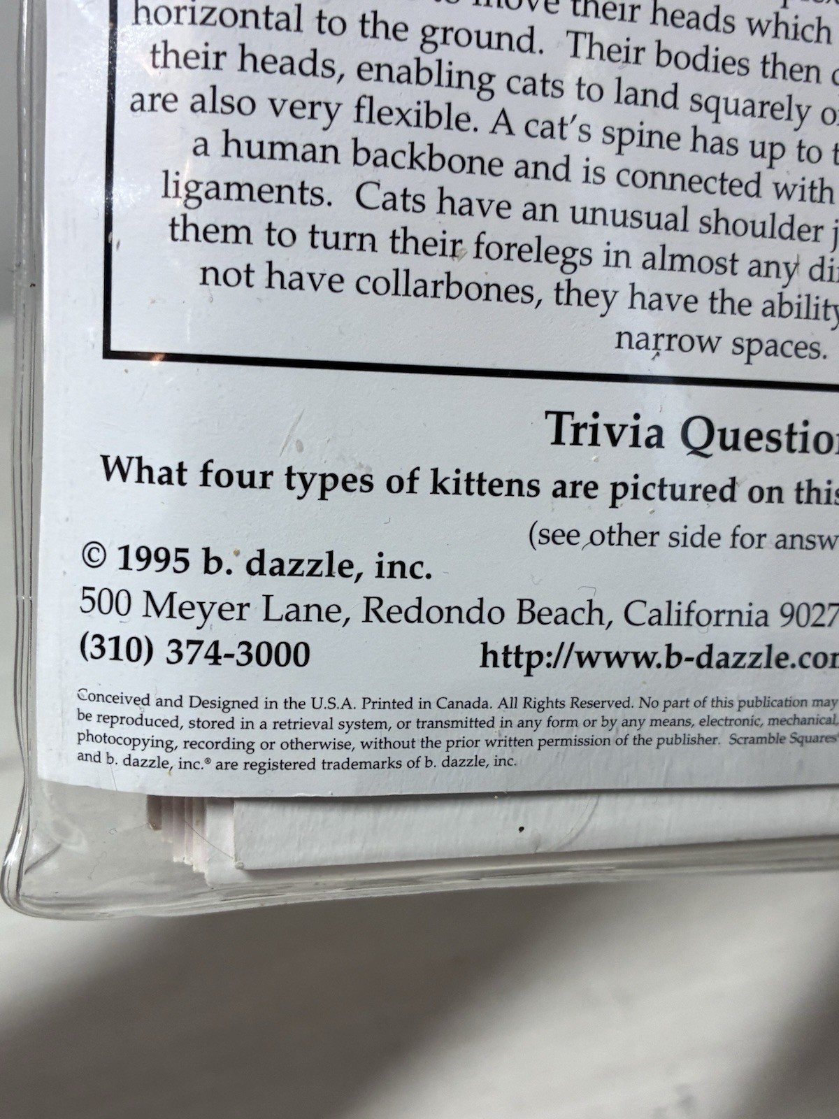 Scramble Squares Kittens Brain Teaser Puzzle Cats Made In USA Complete Ages 4+