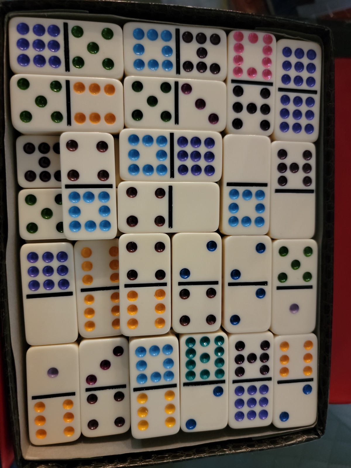Professional Double 12 Color Dot Domino Set Complete 91 Pieces in Original…