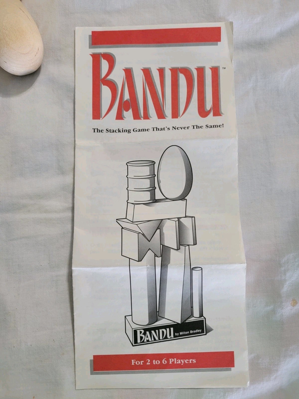Bandu Stacking Game Hardwood Pieces 1993 Milton Bradley Missing 1 WoodPiece READ