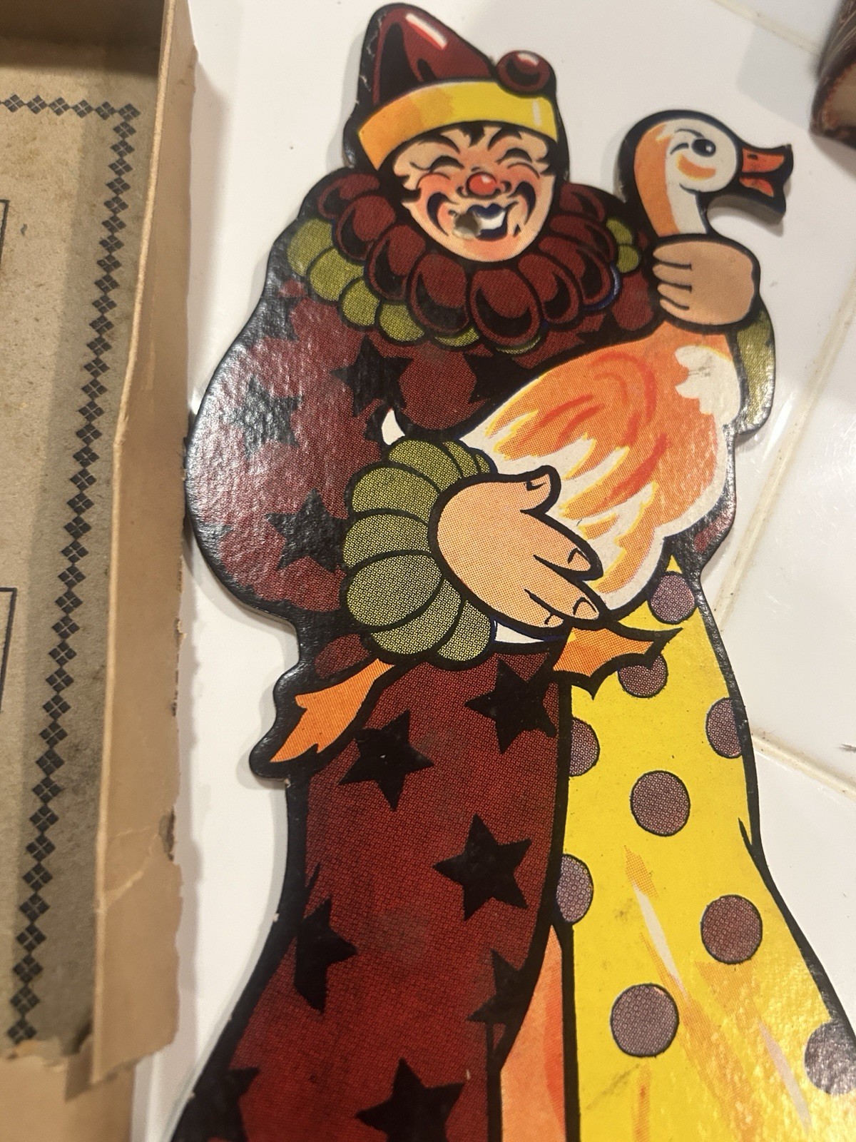 Vintage Clown Quack Ring Toss Toy Game Pipe Complete Rosebud Art Co Pre WW2-Box