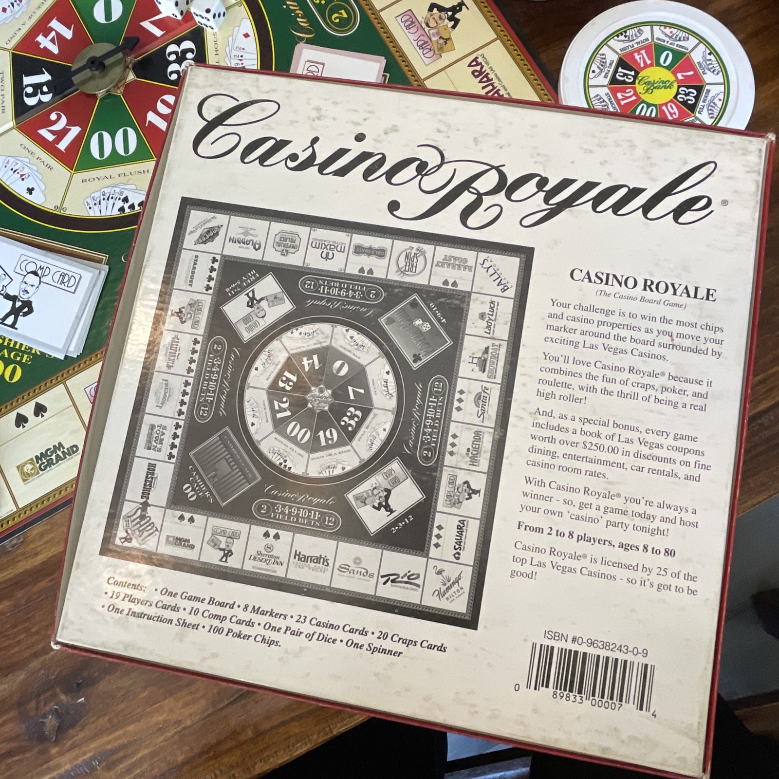 Casino Royale Board Game-combines Elements of Craps Roulette Poker-Complete Set