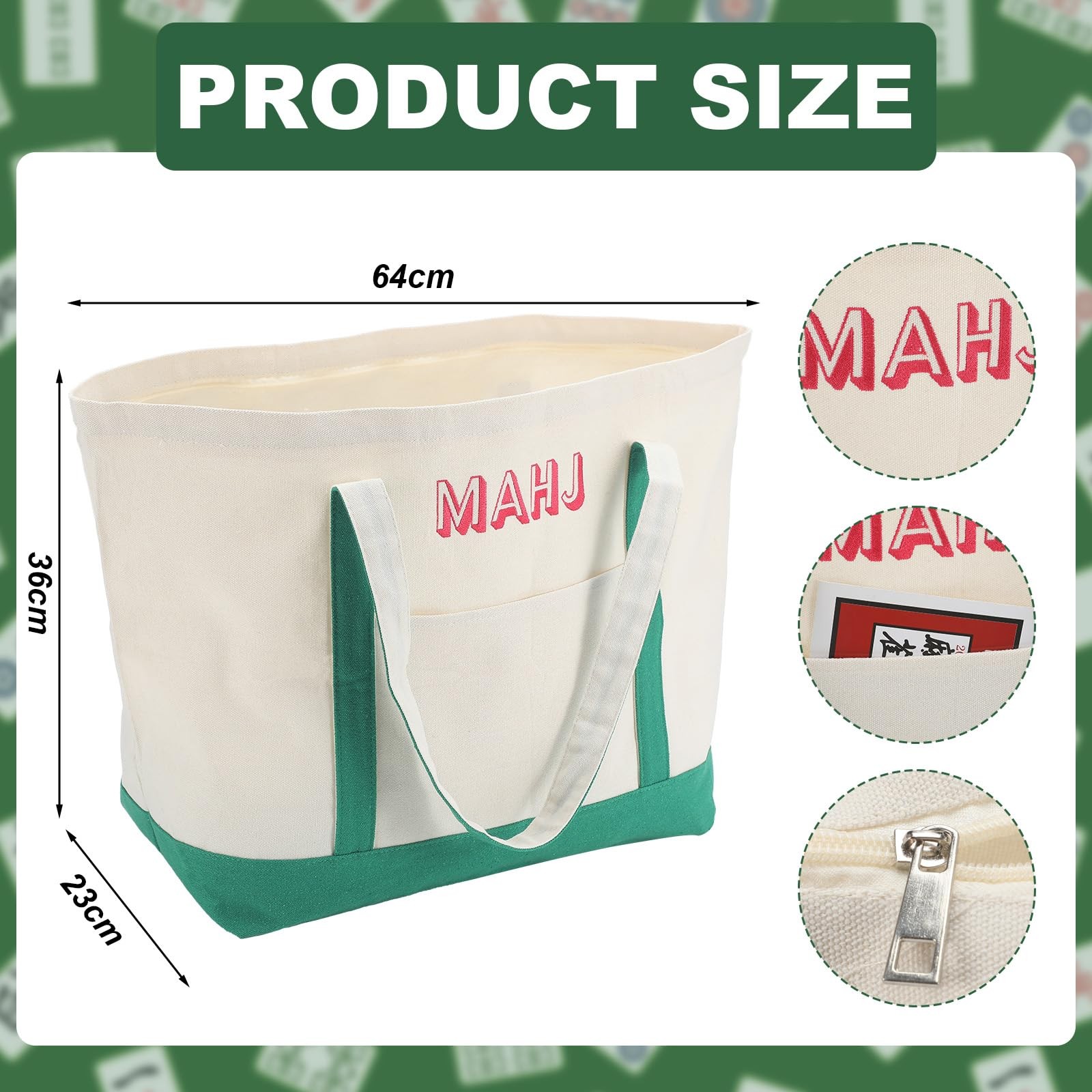 Sunnymove 3 Pcs Empty Mahjong Canvas Bag Gift Embroidered American Mahjong Set