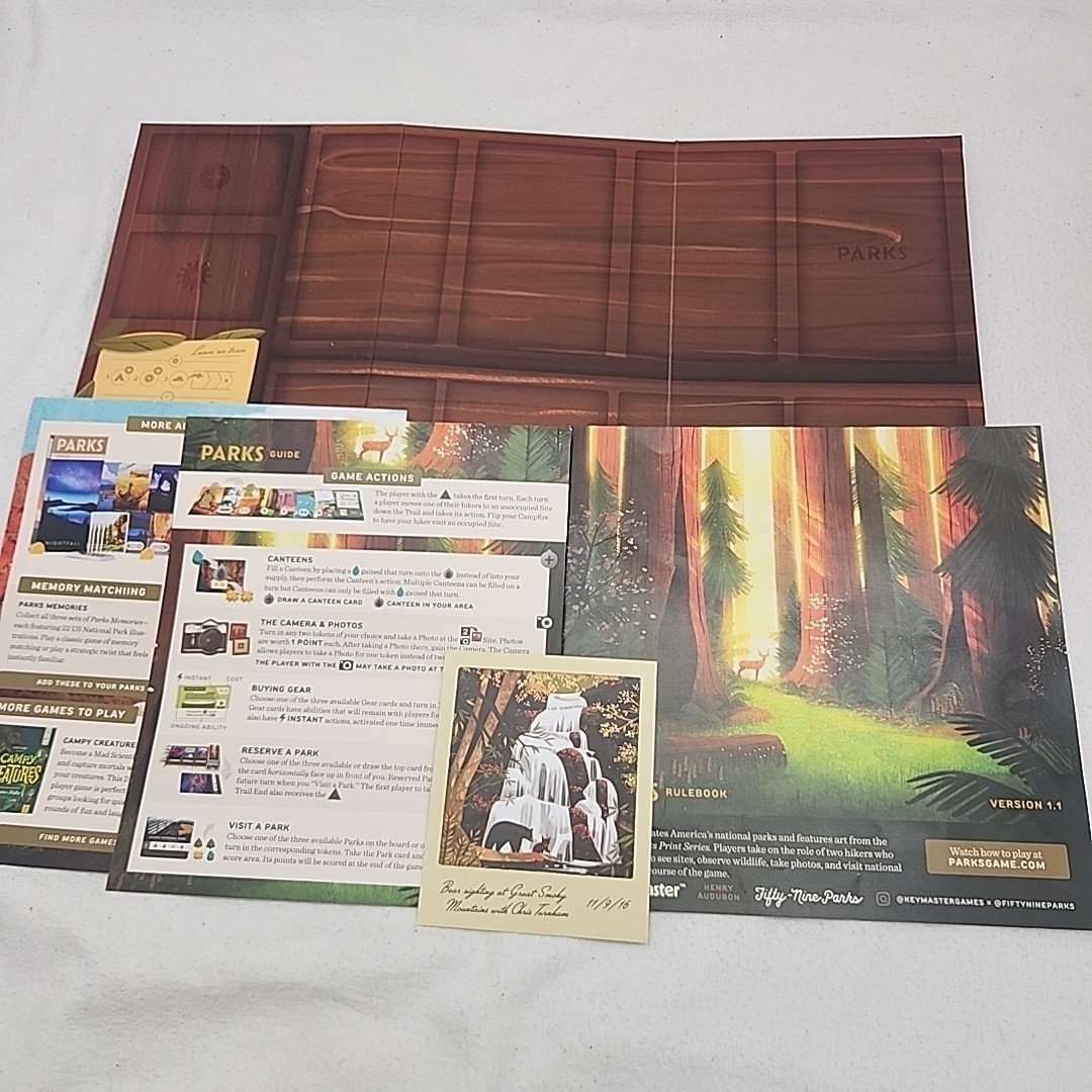 Game PARKS Hike Trails Visit National Parks Keymaster Games Board Henry Audubon