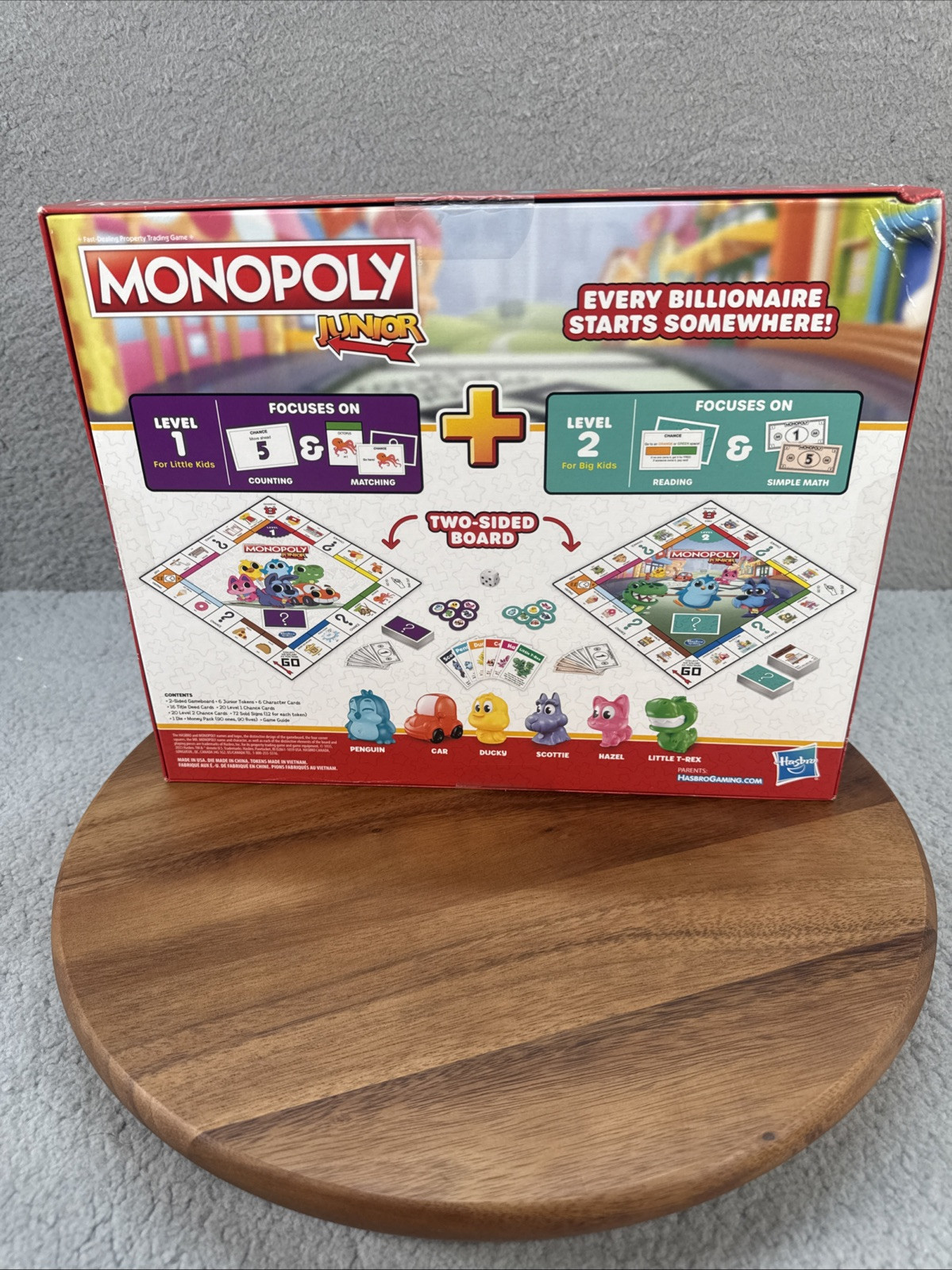 Hasbro Monopoly Junior Board Game, 2 Sided Gameboard, 2 Games in 1, Damage Box