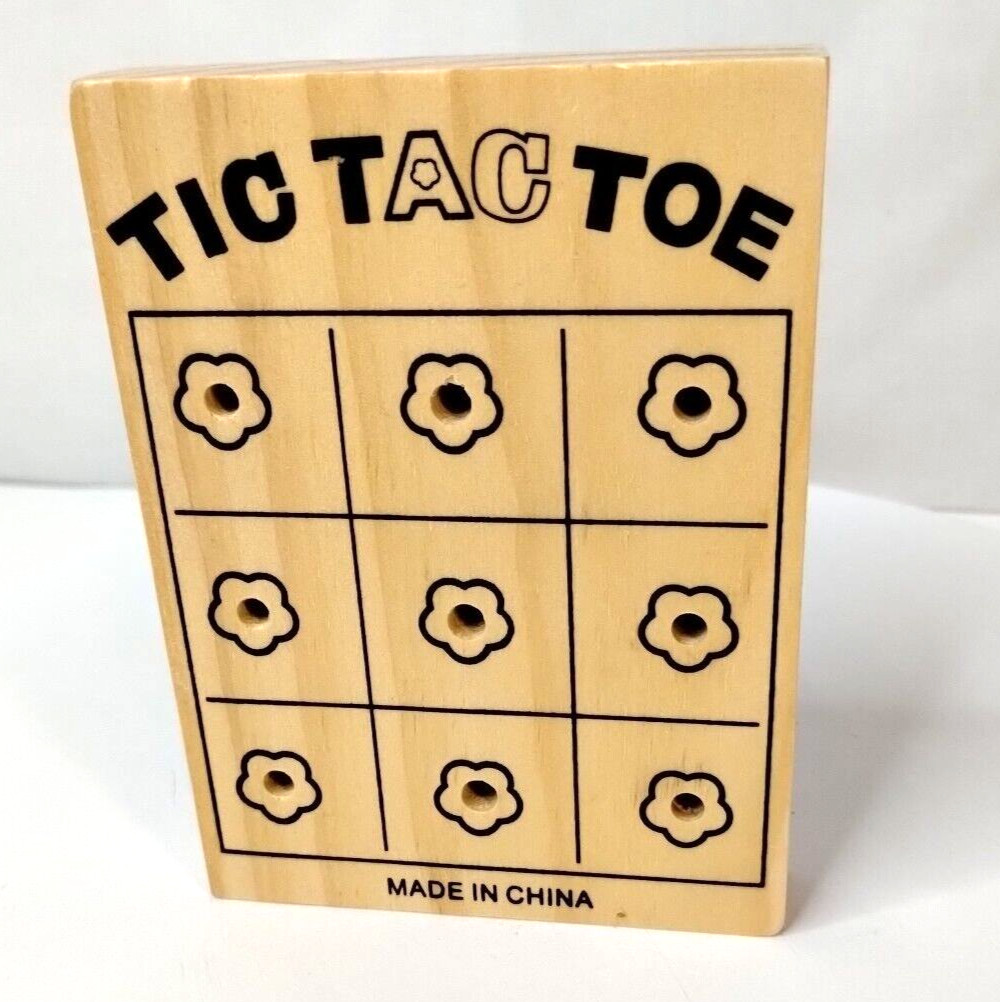 2 Piece Wooden Games By Totes Tic-Tac-Toe & Solitaire Mini Travel Peg Boards