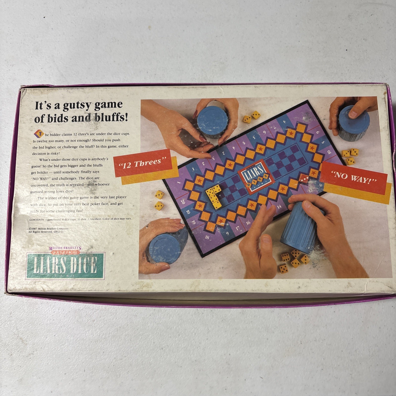 Milton Bradley Liar’s Dice 1987 Complete Dice Cups Vintage