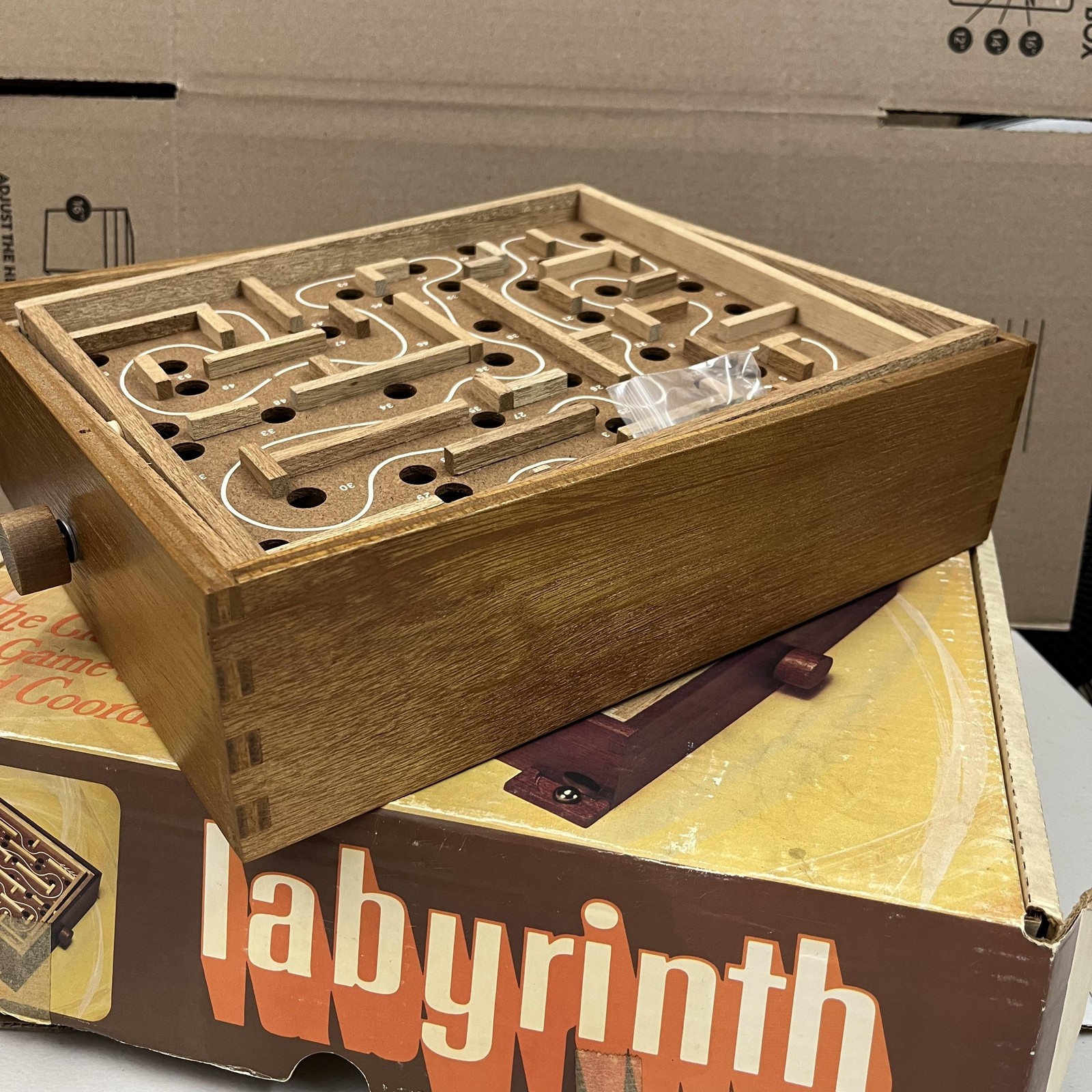 Vintage Labyrinth Wooden Marble Maze Classic Skill Coordination Game 850 W Box
