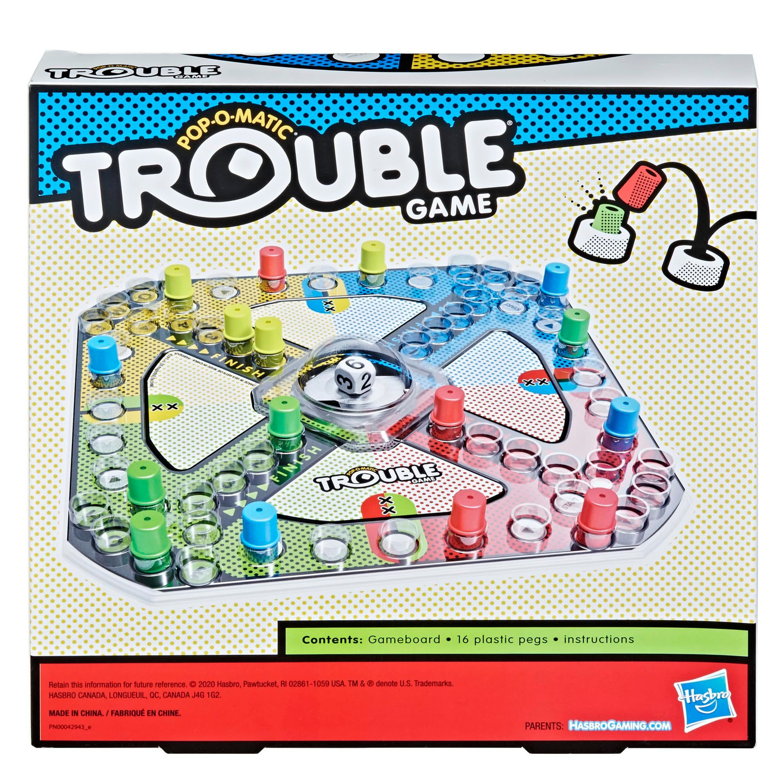 Hasbro Gaming Trouble Board Game for Kids Ages 2.0 H x 11.0 L x W, Vary