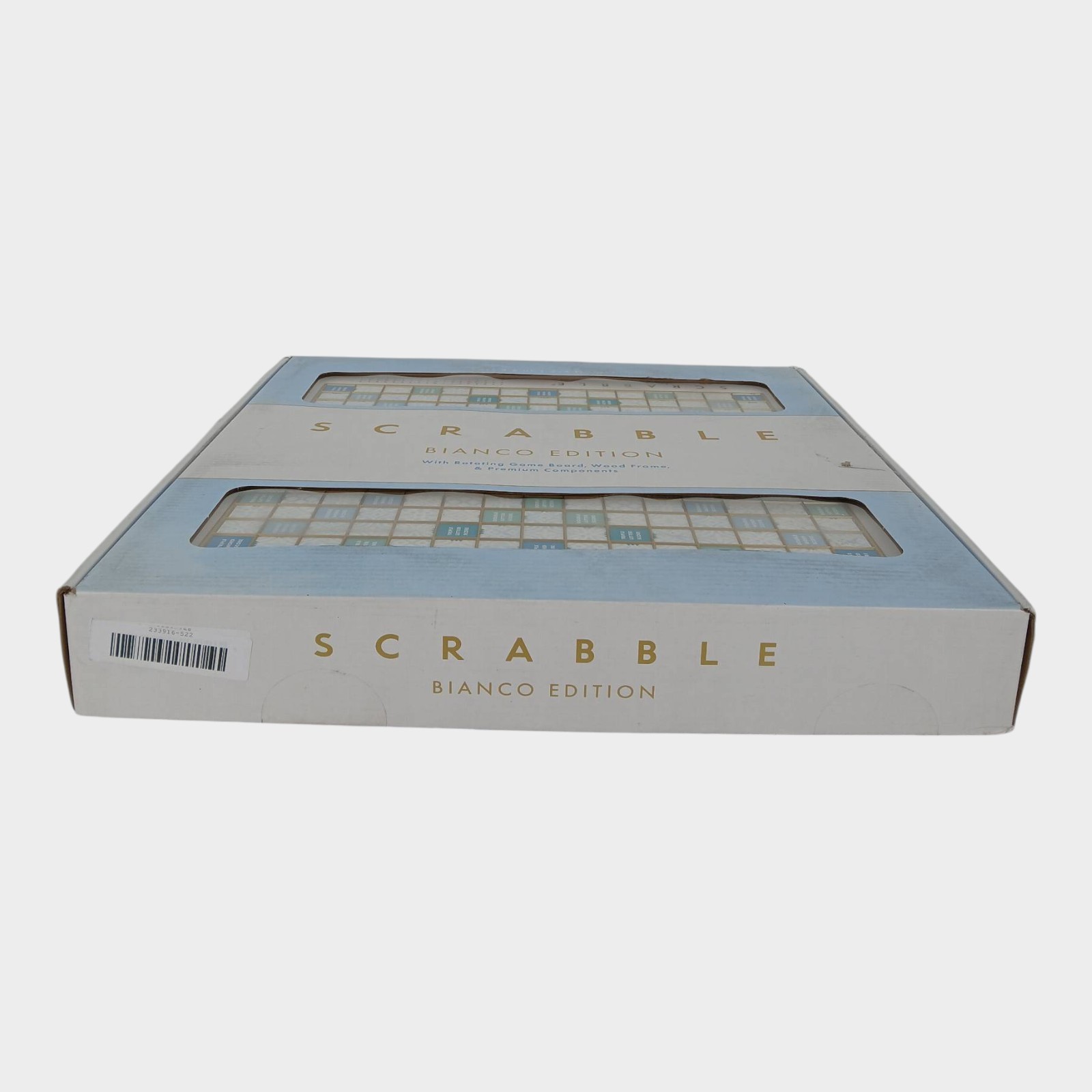 WS Game Company Scrabble Bianco Edition with Rotating Wooden Game Board