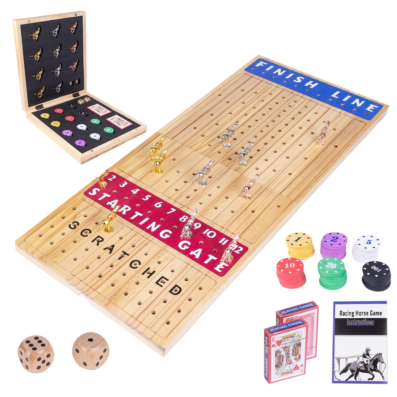 Extra Large 28 inches Foldable Horse Race Board Game for Adults,Thickened Woo…
