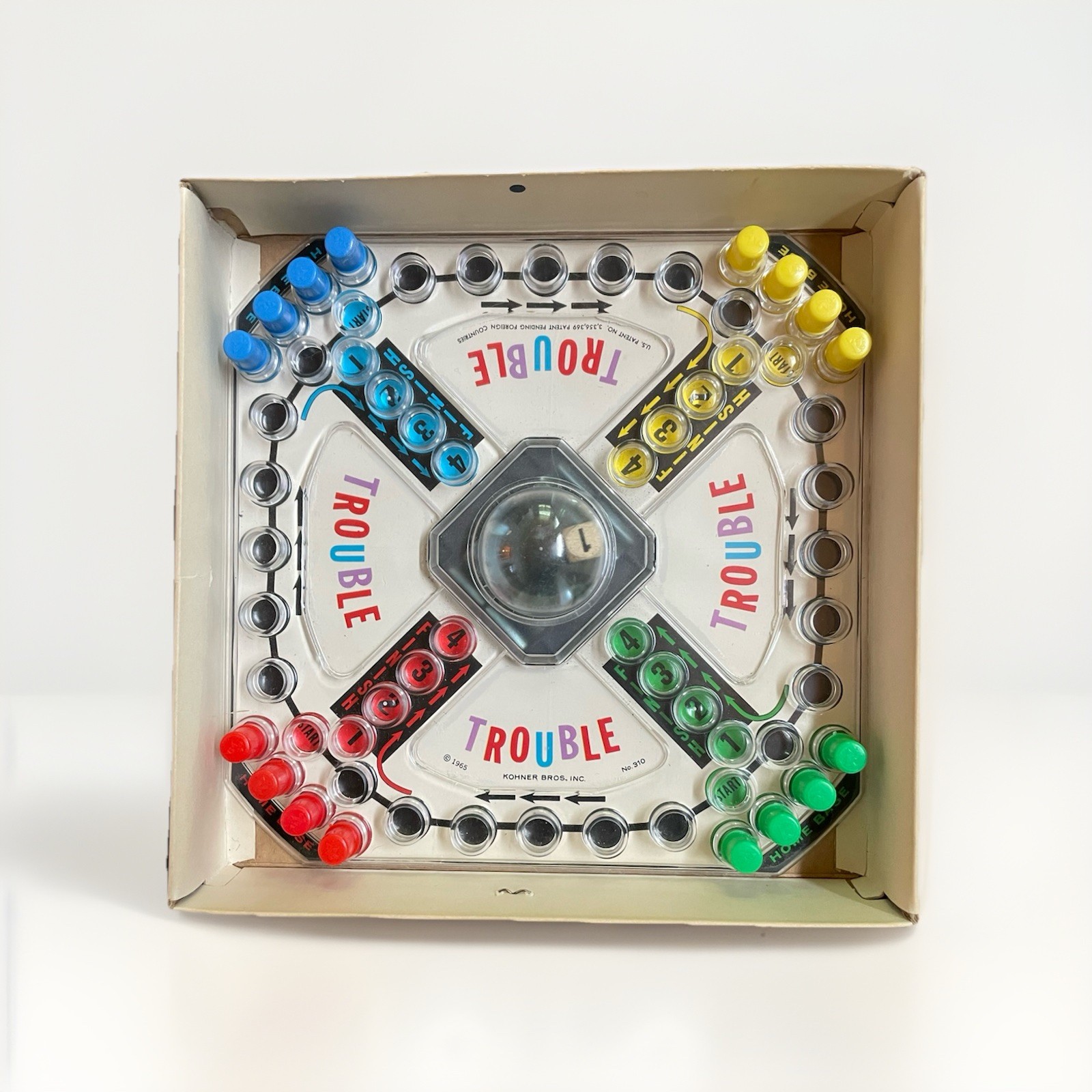 COMPLETE Vintage 1965 Kohner Trouble Pop-O-Matic Board Game Complete w/ Box USA