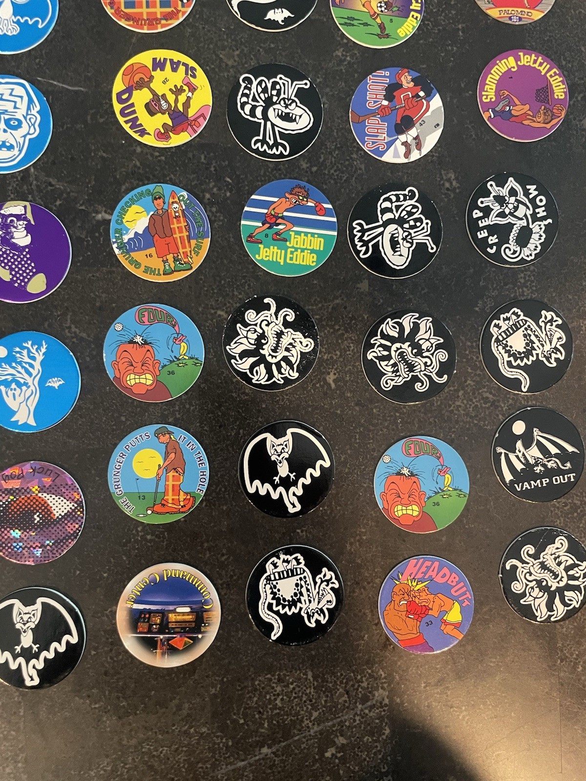 Pogs Lot of 100 Original POGs With Tube Carrying Case Vintage 1990’s