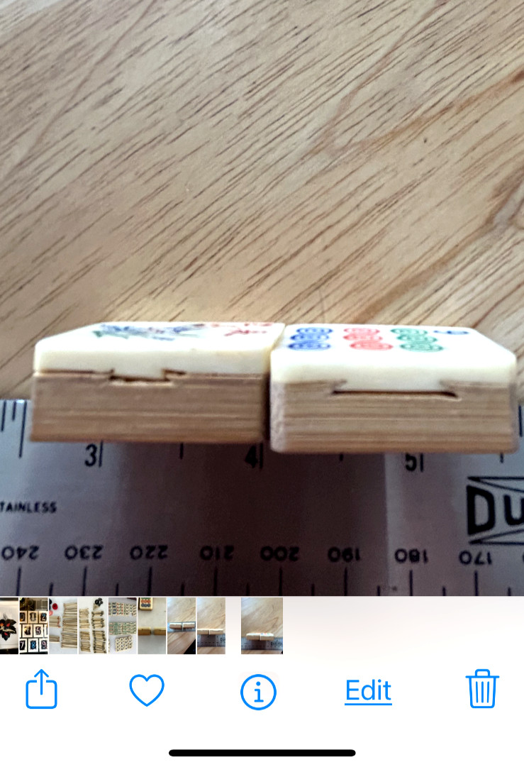 Vintage Mahjong Tiles (157) Dovetail Bamboo/Oxen/Bovine Bone in Wood Box
