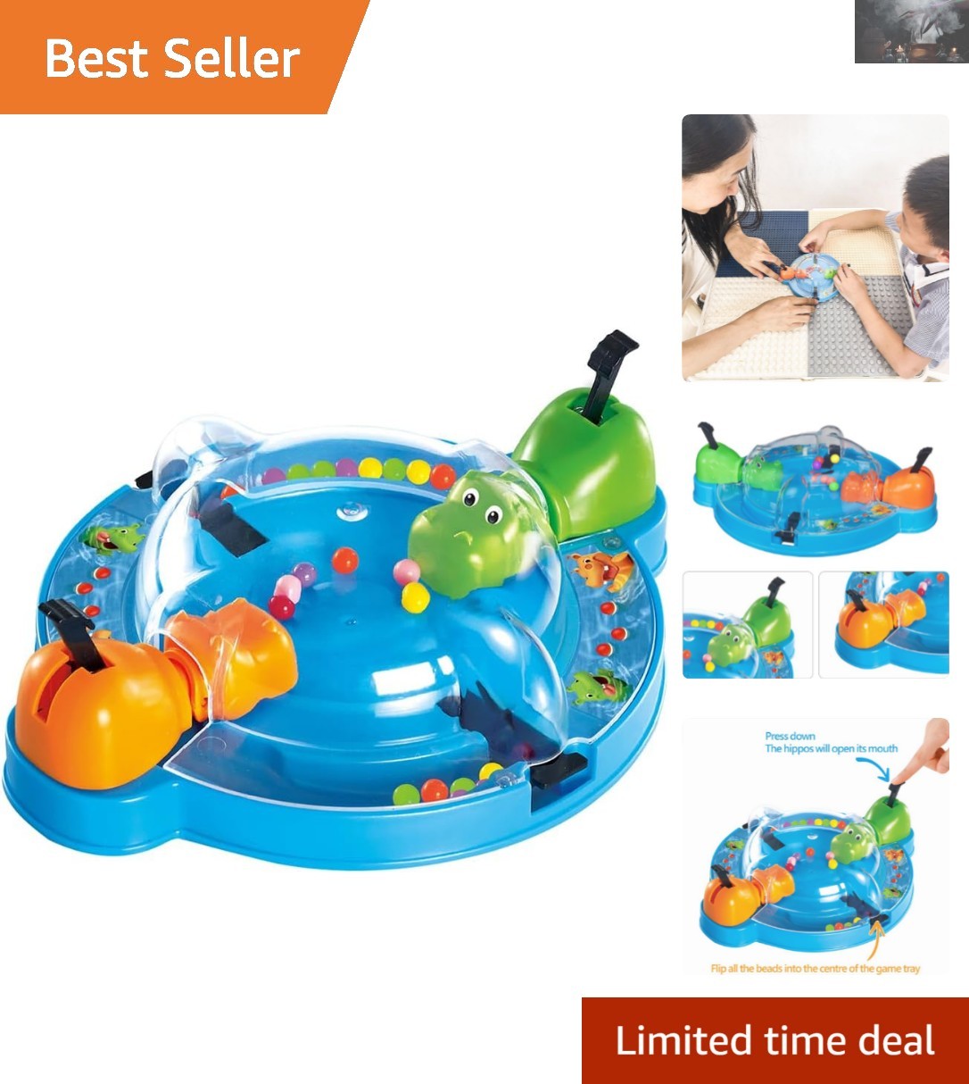 Interactive Hippos Board Game: Develop Quick Reflexes for Ages 3+ (Medium Size)