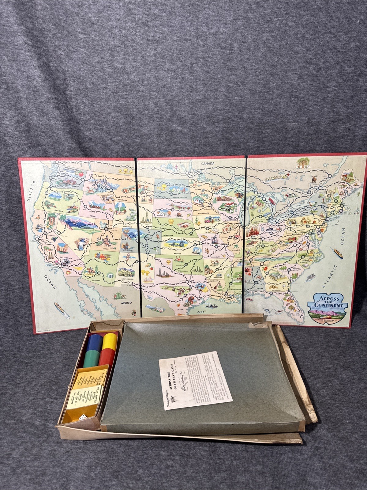America Across The Continent Parker Bros vintage board games 1950s