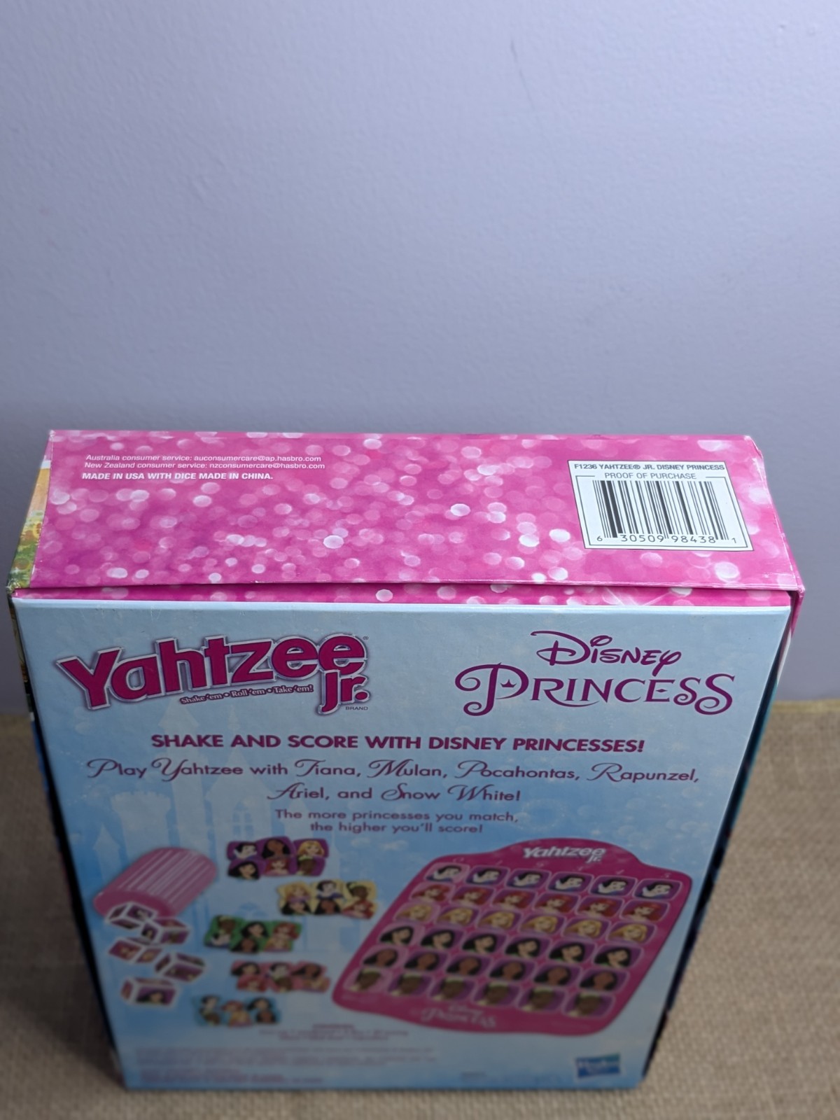 Yahtzee Jr – Disney Princess – Hasbro Dice Game Complete Ariel Tiana Rapunzel