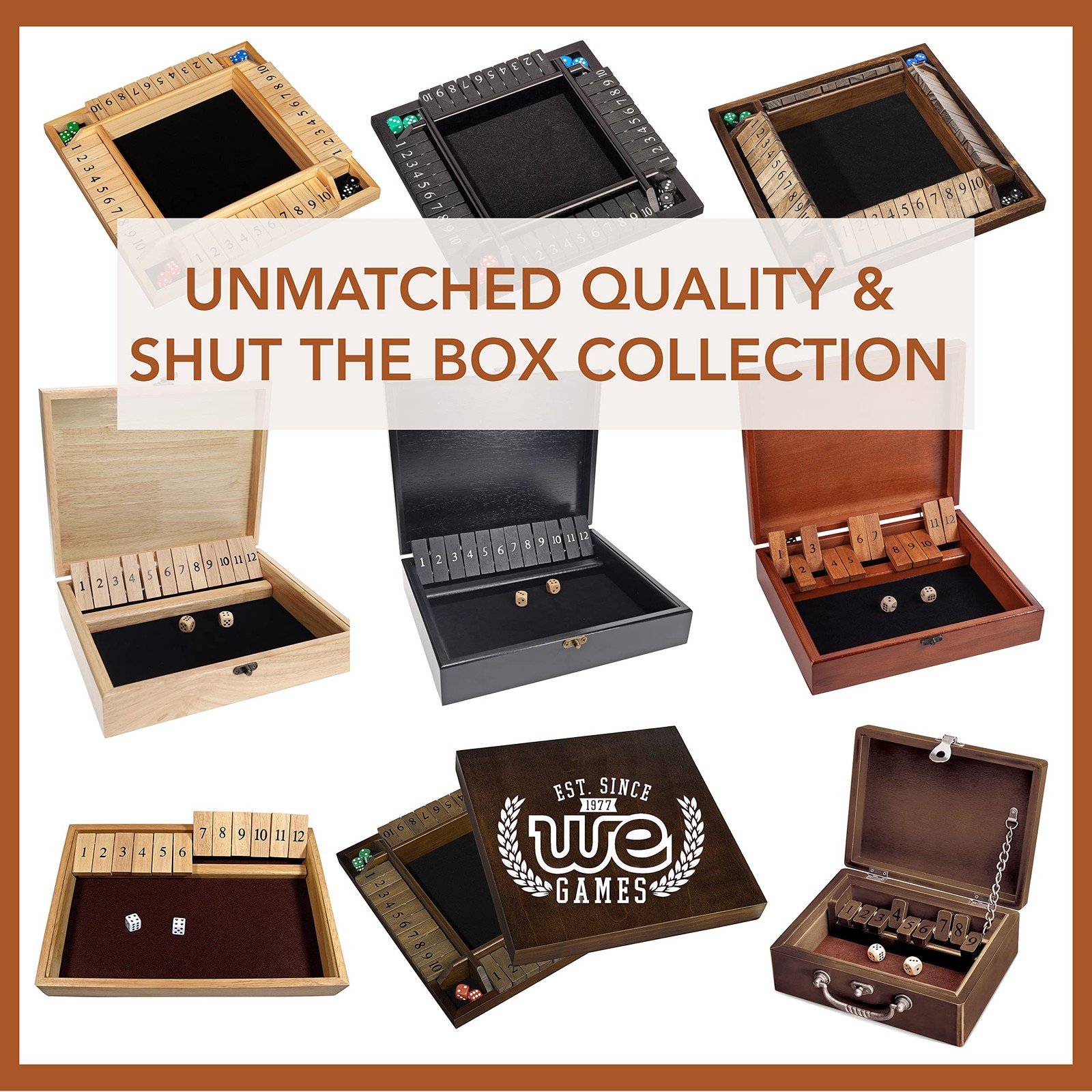 WE Games Mini Shut The Box Game Wooden – 5.5 inches, 9 Number Flip Tiles, Travel