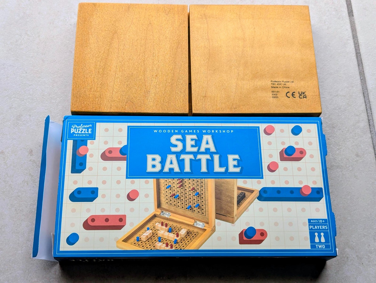 SEA BATTLE WOODEN GAMES WORKSHOP by Professor Puzzle Real Wood Classic Game NEW