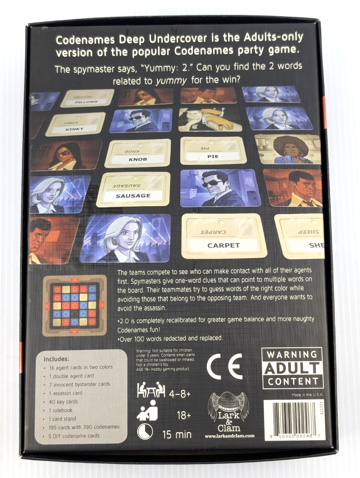 Codenames Deep Undercover 2.0 Adult Party Game 18+ Lark & Clam NEW OPEN BOX