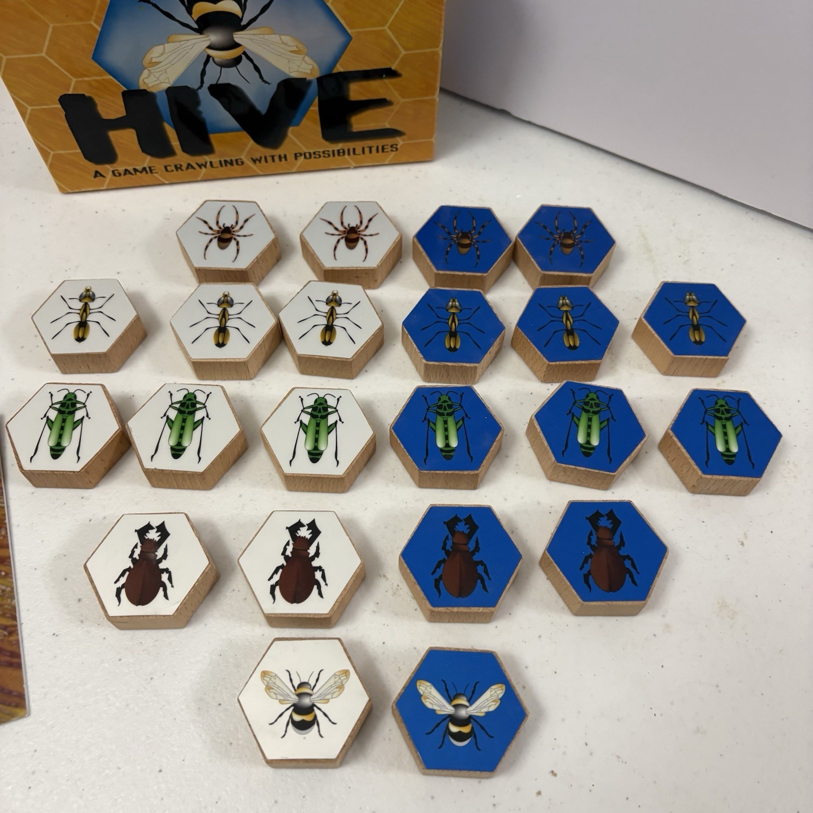 Hive Board Game John Yianni Insect Wooden Tiles 2005 Yellow Box