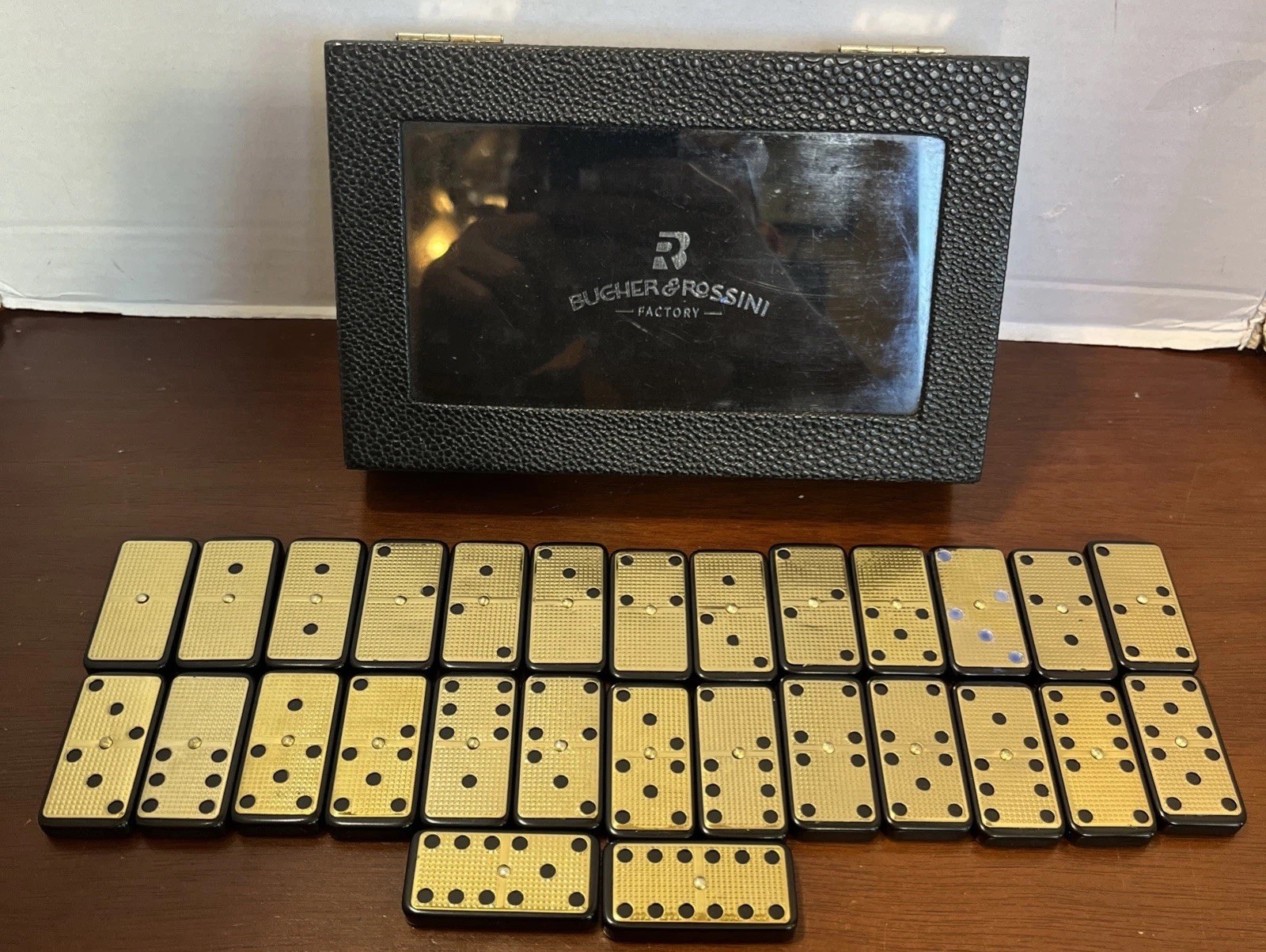 Bucher & Rossini Metal Surface Dominoes Set Double – Classic 28 Pieces. “J1”