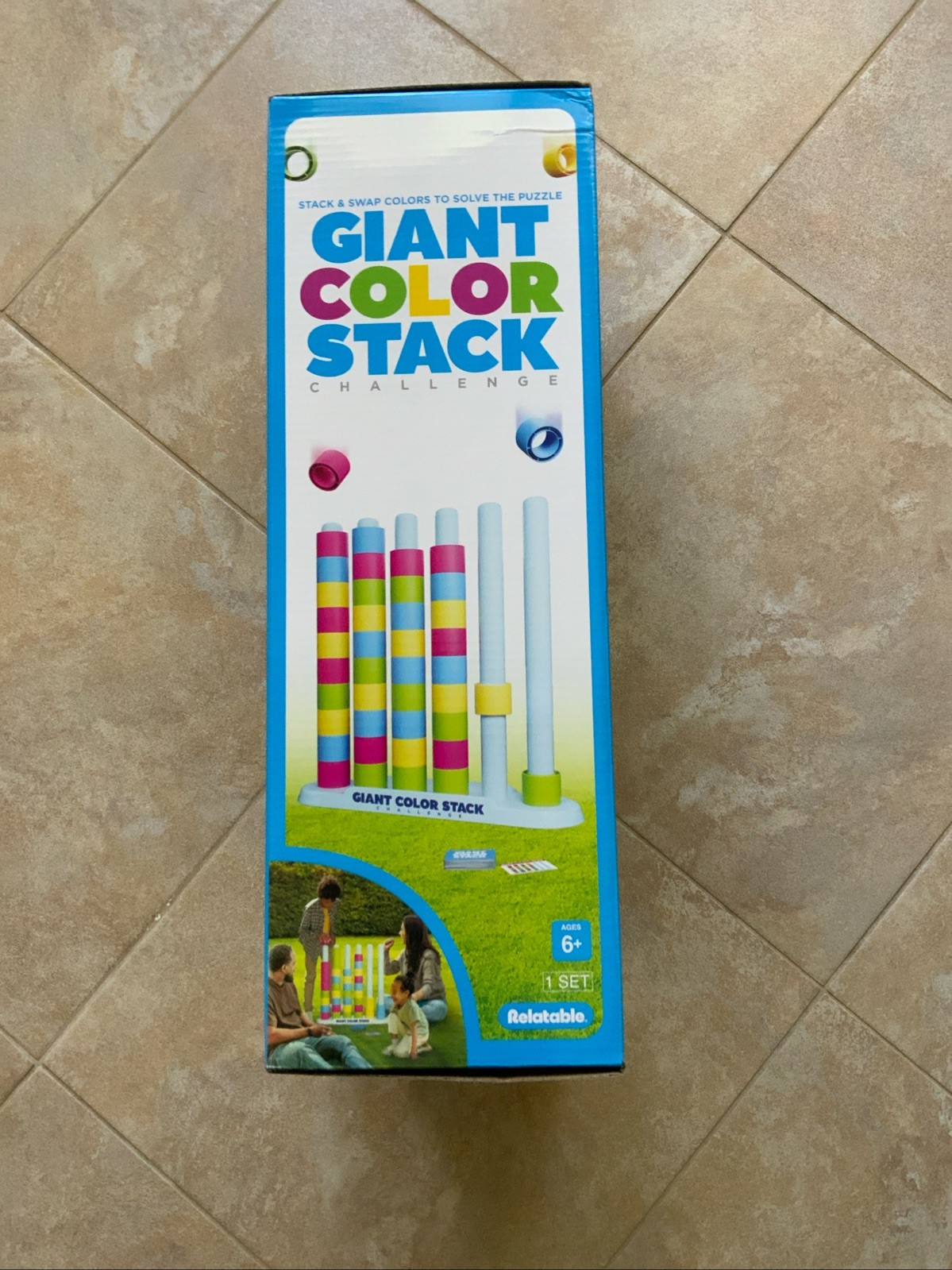 Giant Color Stack Challenge Game 50 Puzzles Outdoor Fun 2’ x 2’ NEW