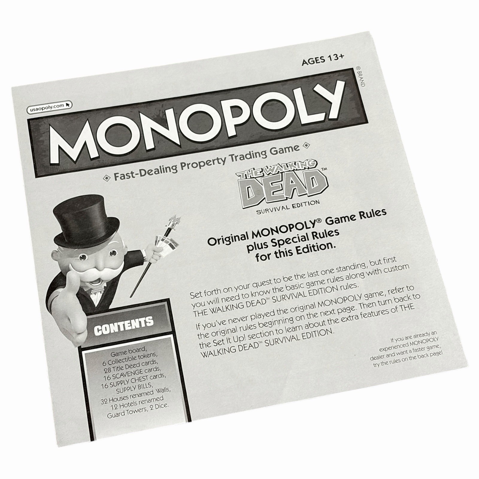 The Walking Dead Monopoly Survival Edition TWD Complete Excellent Condition