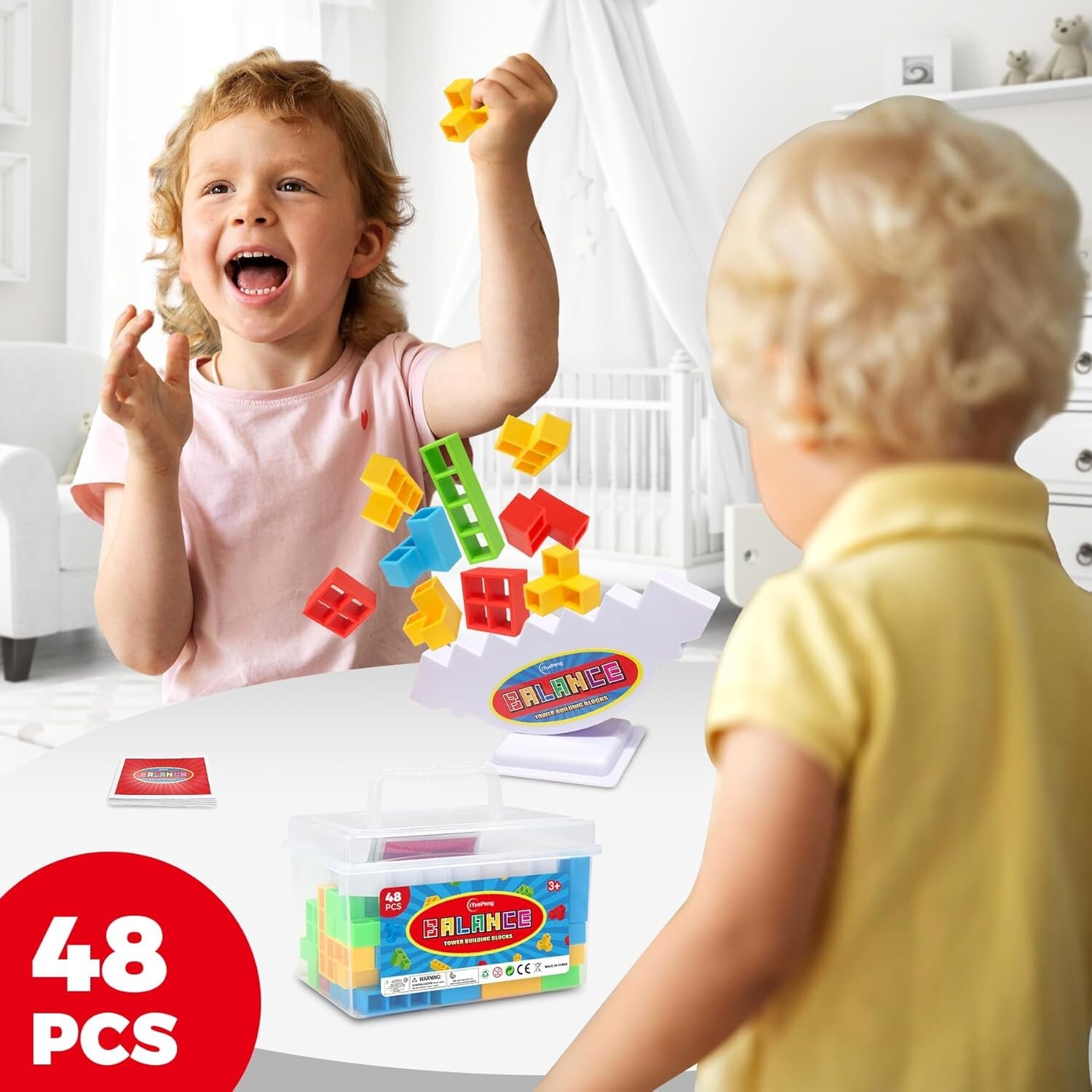 48 Pcs Board Games for Kids & Adults Tetra Balance Tower Stacking Toys Perfec…
