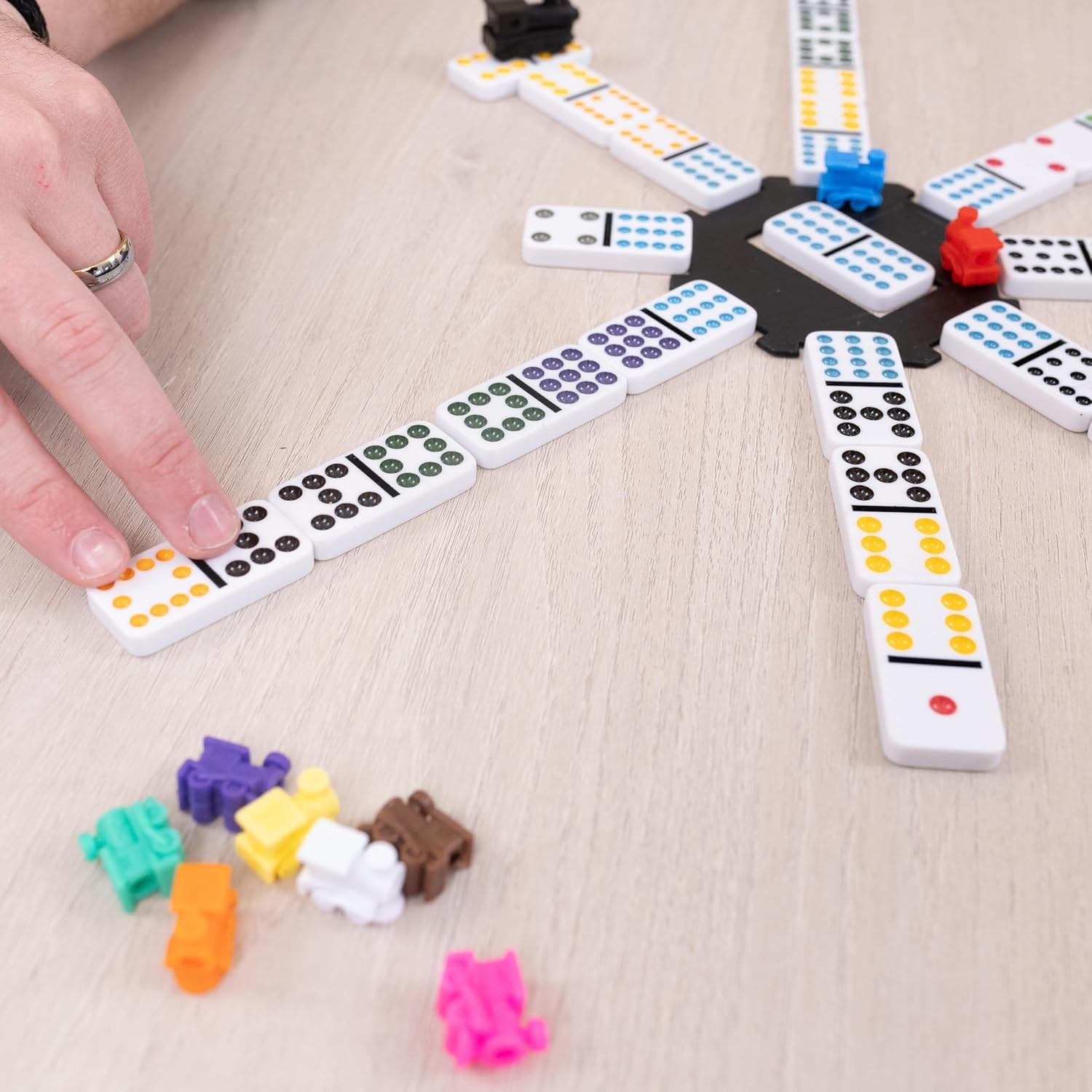 Games Double Twelve Dominoes Set with 91 Dominoes, 10 Trains, Starter Piece, …