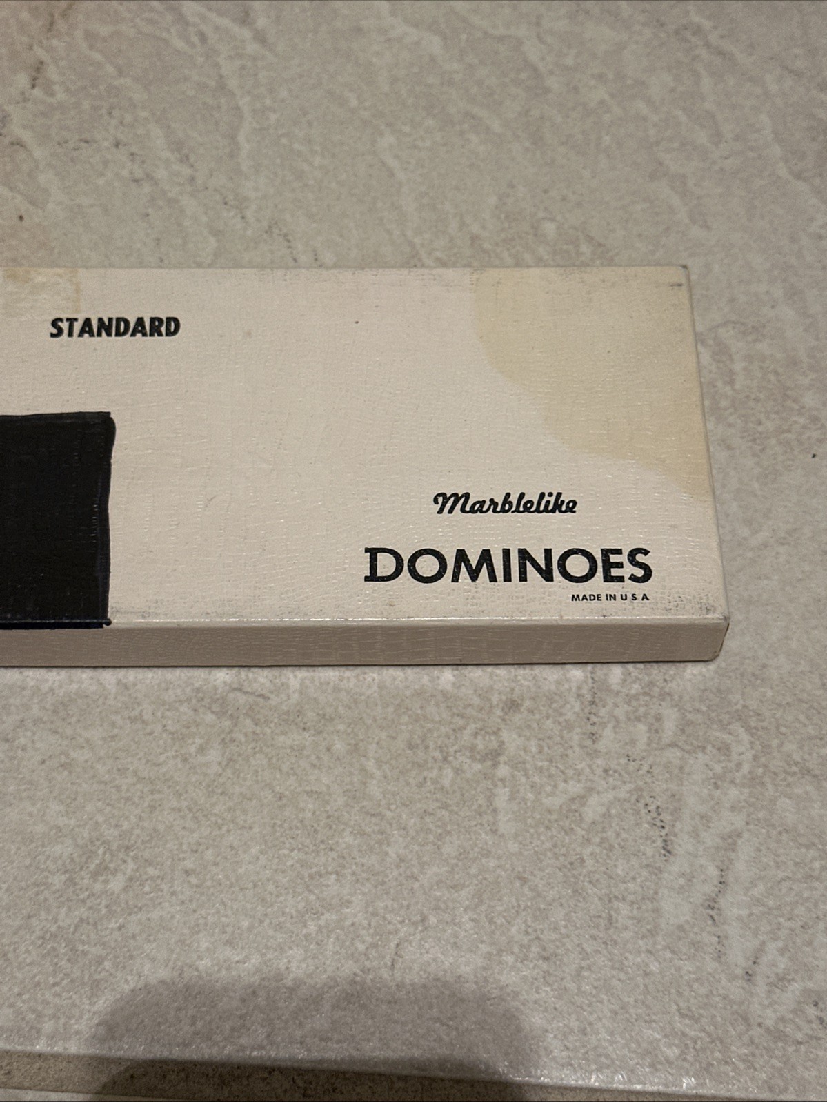 Vintage Puremco Marblelike Dominoes #616 Standard Domino Set In Box *Black