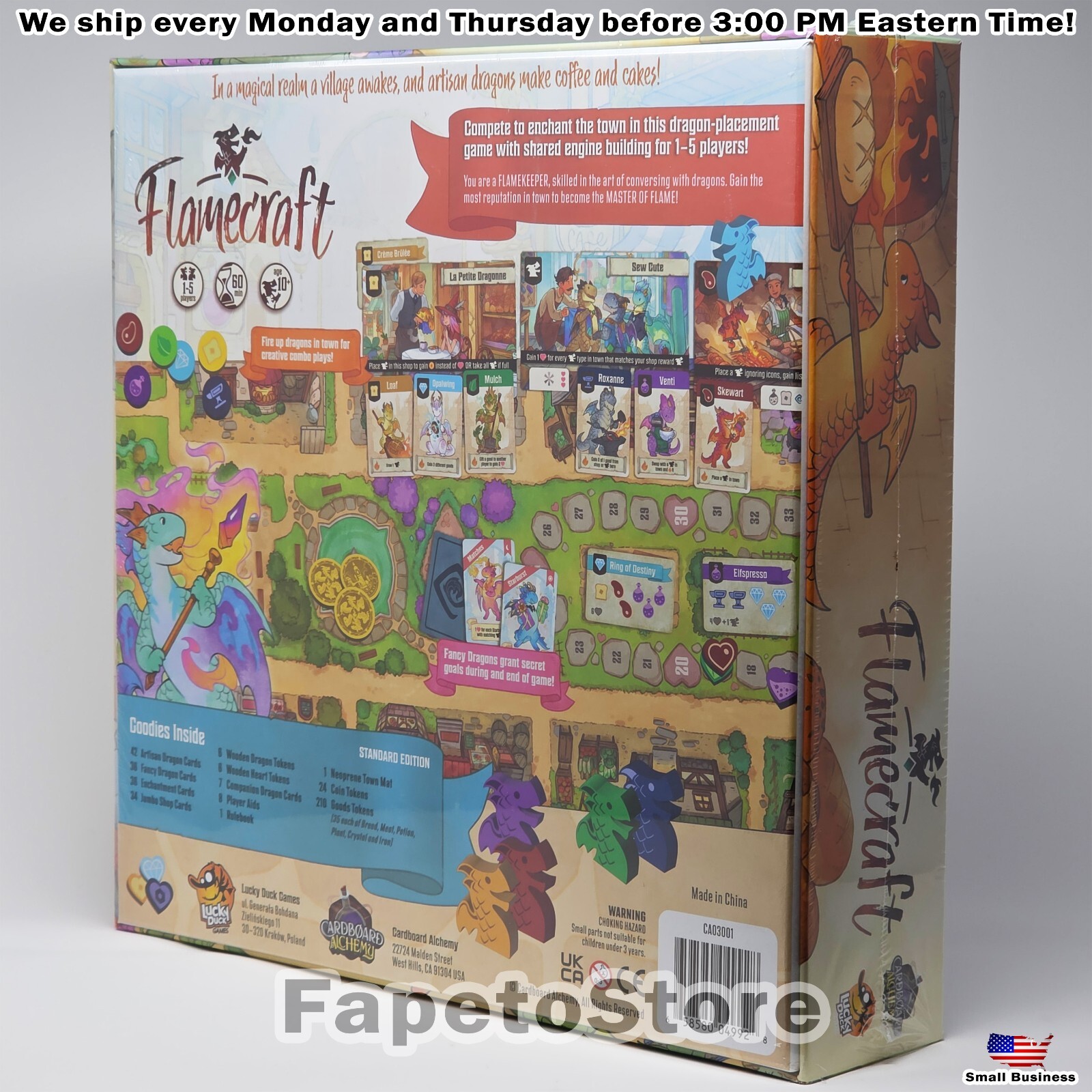 Lucky Duck Games Flamecraft – Board Game Cardboard Alchemy Standard Edition