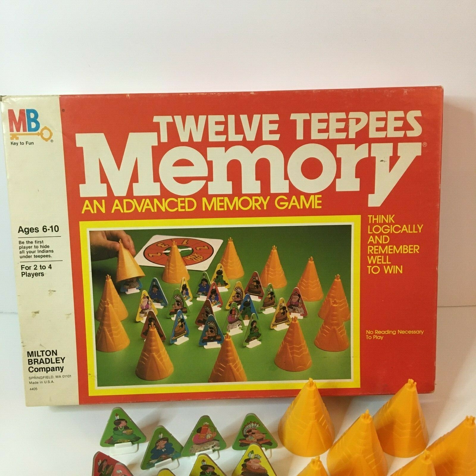 Memory Game Twelve Teepees by Milton Bradley Vtg Visual Recall Indians TPs
