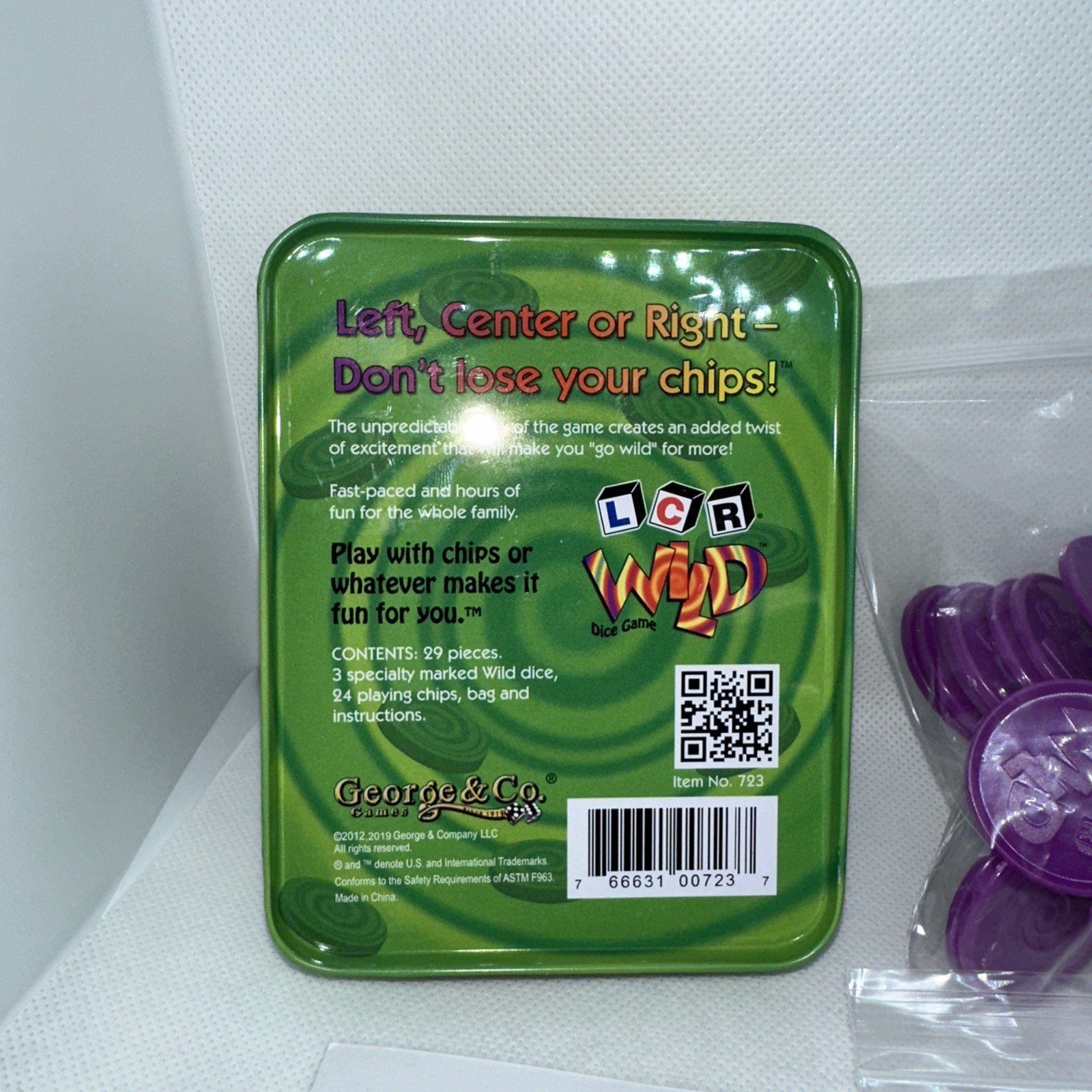 LCR Wild Dice Game Ages 8+ Family Game Night 3+ Players VGUC George & Co
