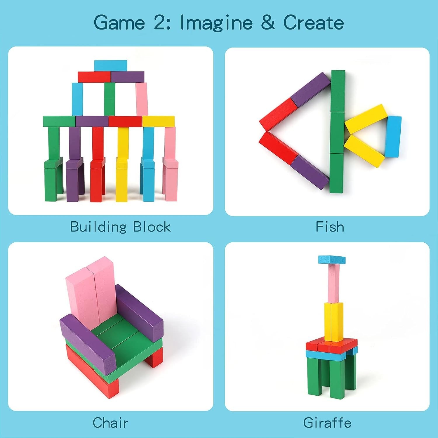 48PCS Colorful Wooden Stacking Blocks Game – Educational Fun for Kids & Families