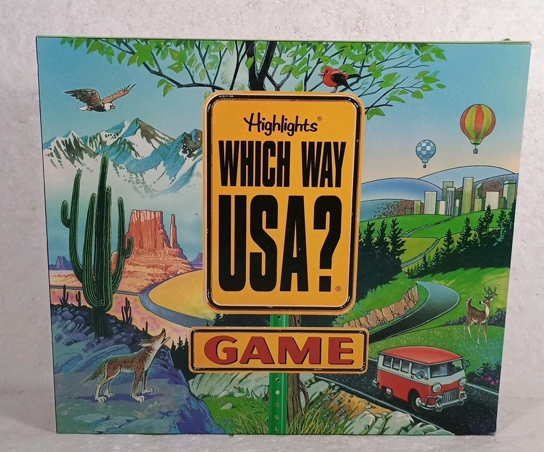 VTG Highlights Which Way USA? Board Game 100% Complete One Torn Corner