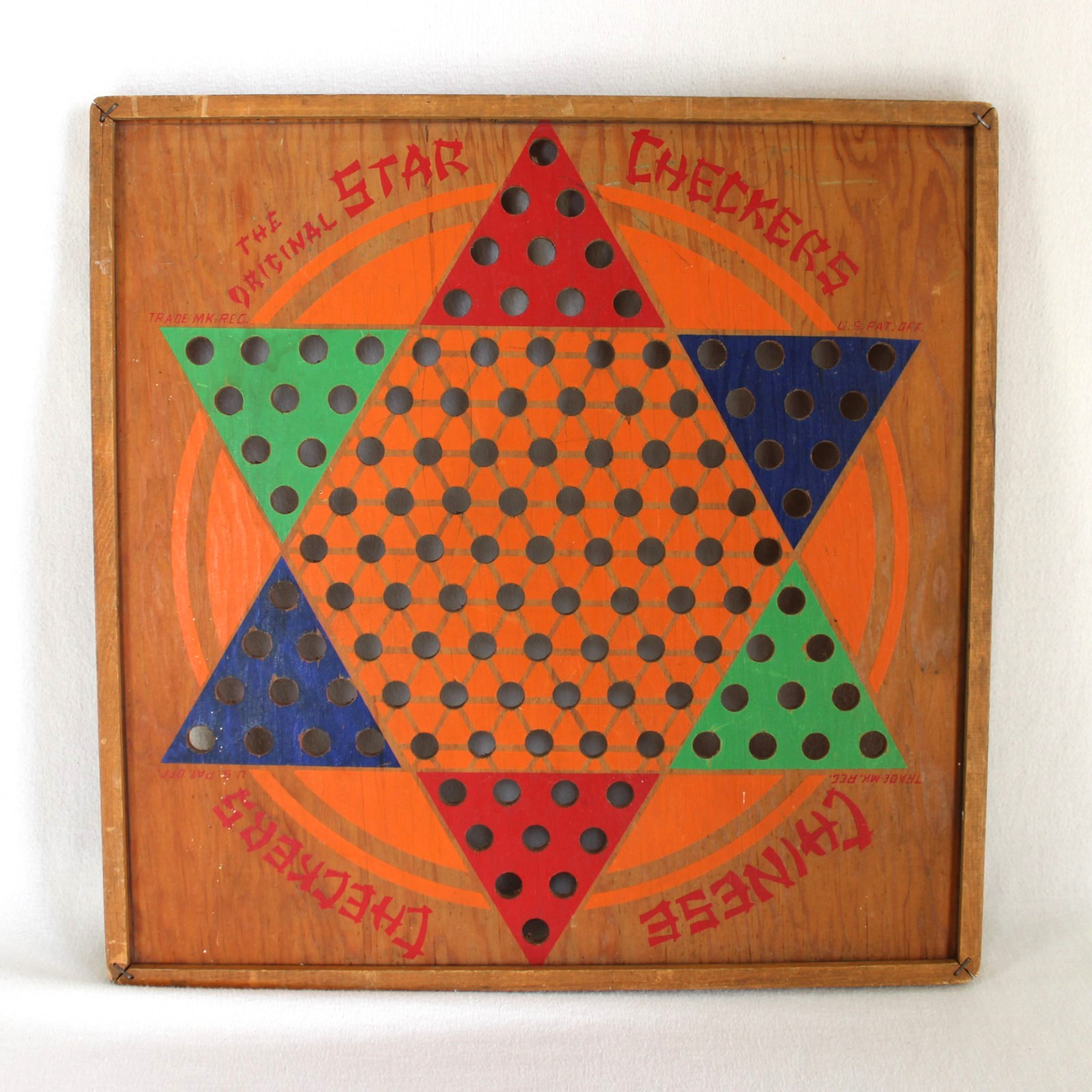 Chinese Checkers The Original Star Checkers Game Wooden Playing Board Vintage