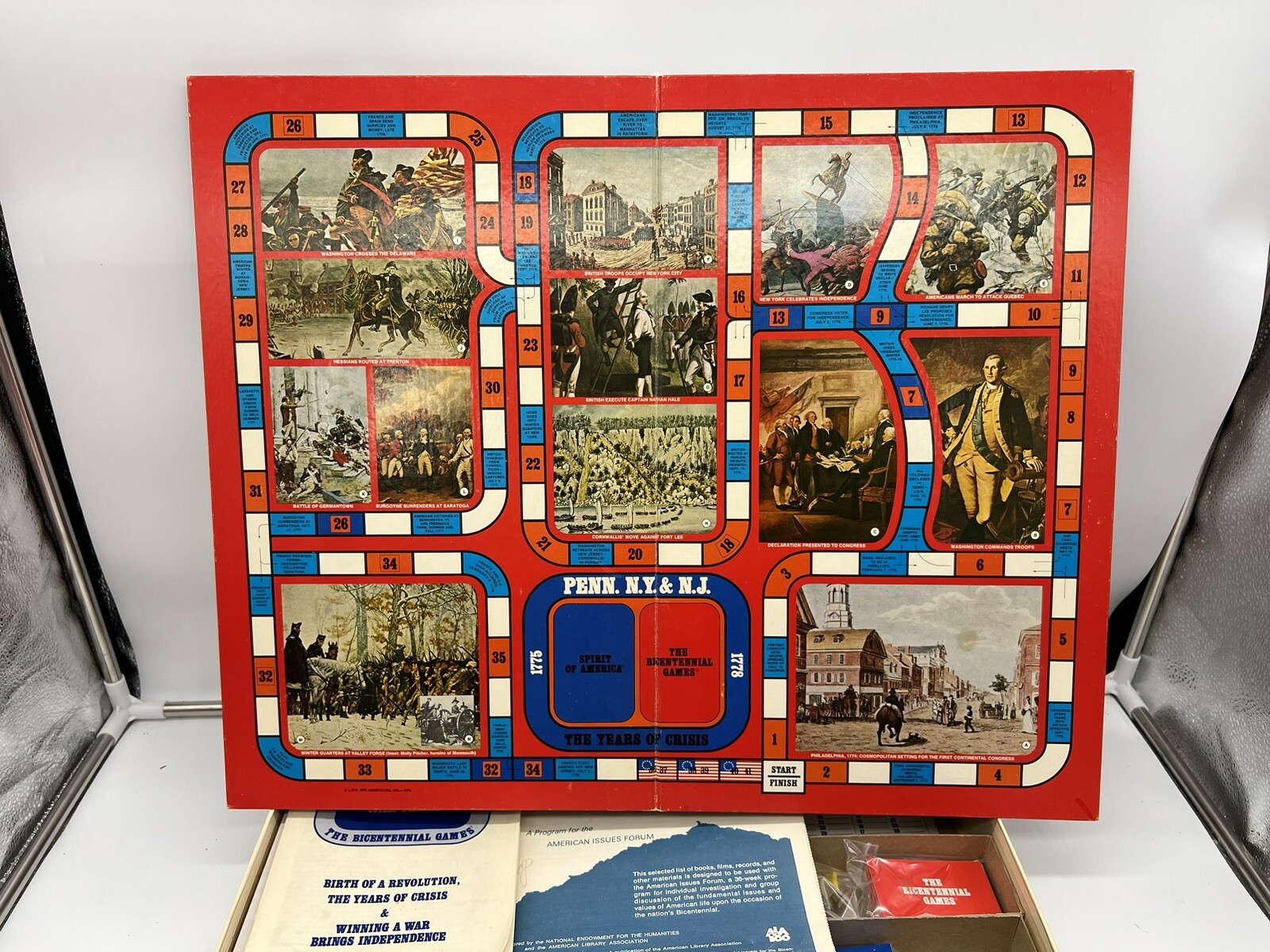 VINTAGE 1975 COACH HOUSE “THE BICENTENNIAL GAMES” 3 BOARD GAMES IN 1 Complete!
