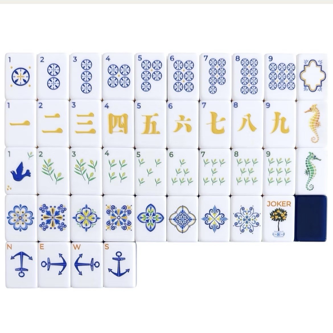 Atelier Amalfi Themed 4-Layer Blue Back American Mahjong Set