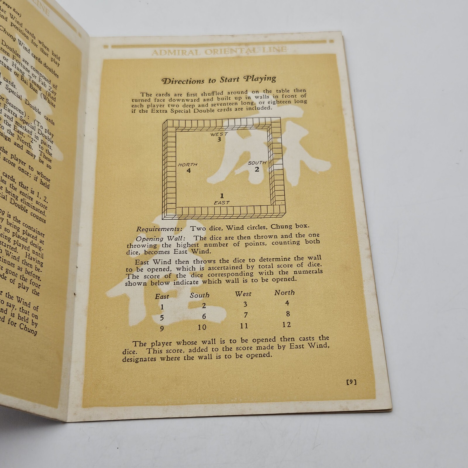 1923 Admiral Oriental Line Ma – Chiong /Mah Jong Rule Book Boston Seatle Orient