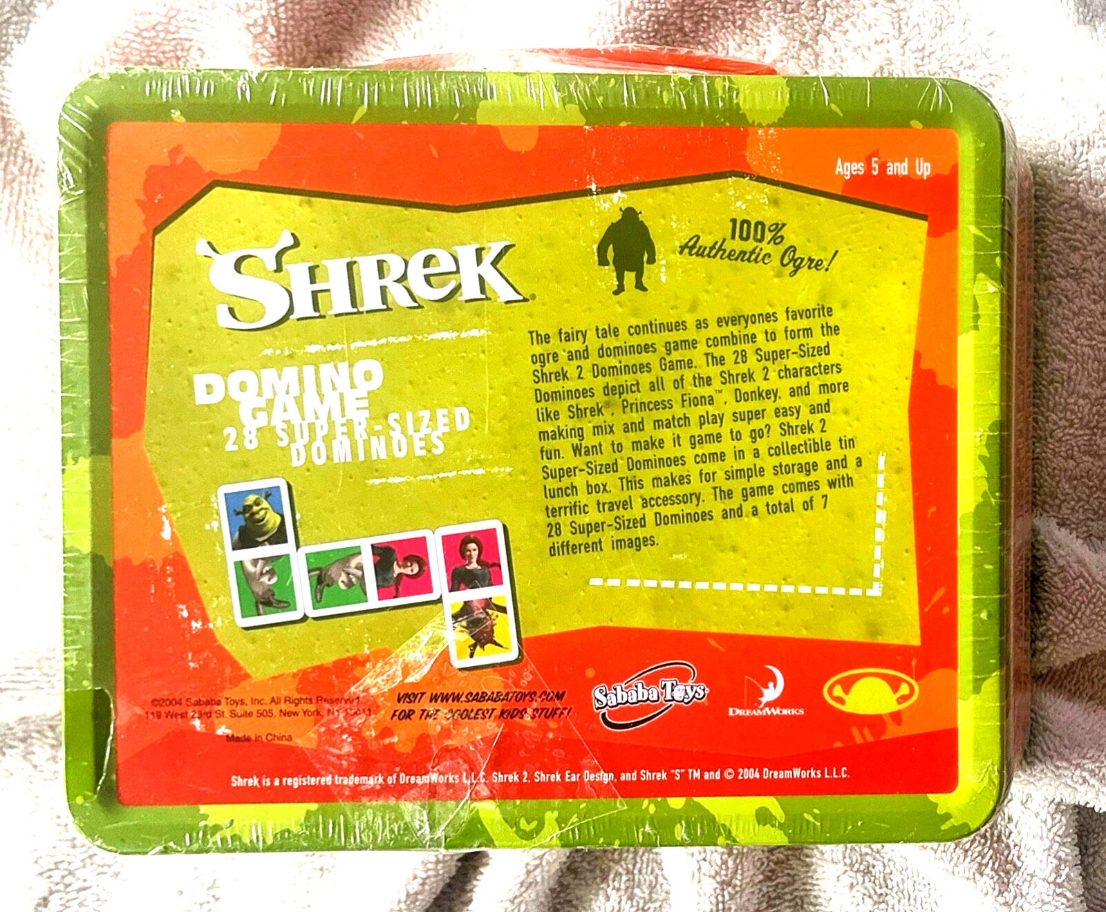 Shrek 2🎲Domino Game Tin👹Lunch Box 2004 Sababa Toys Dreamworks Fun Kid Gift,NEW