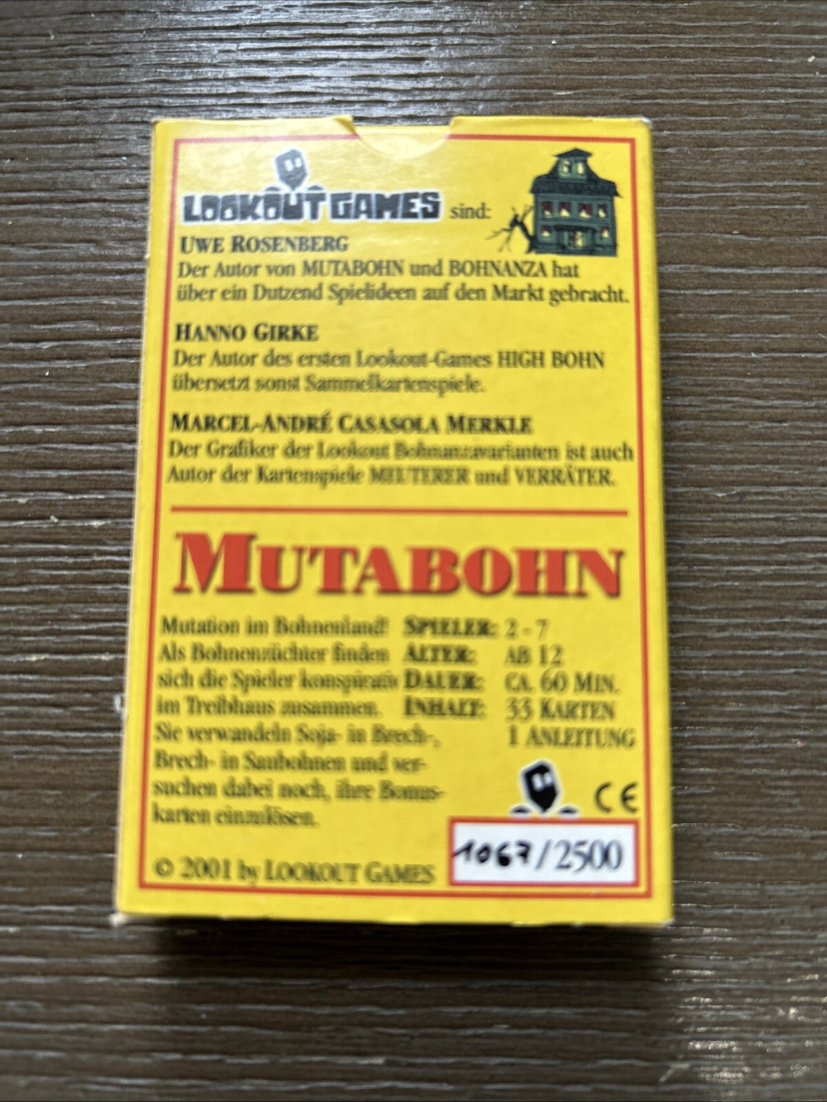 MUTABOHN BOHNAZA EXPANSION #1067 of 2500 PRINTED LOOKOUT GAMES ROSENBERG RARE!!!