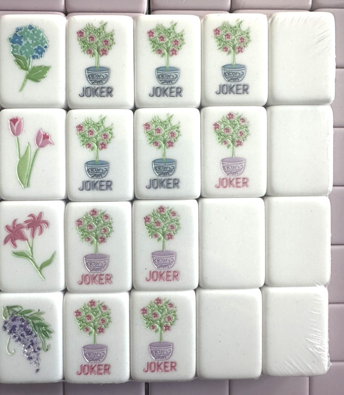 MISSING 2 FLOWERS – PASTEL PURPLE 4 Layer Acrylic Mahjong Tiles READ DESCRIPTION